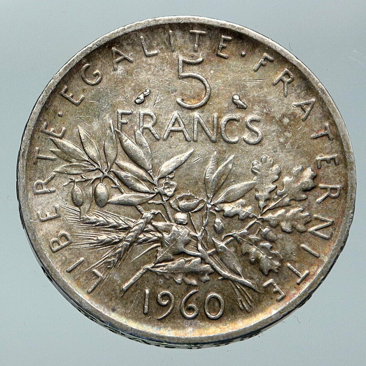 1960 FRANCE La Semeuse French SOWER WOMAN Old LARGE Silver 5 Francs Coin i85950