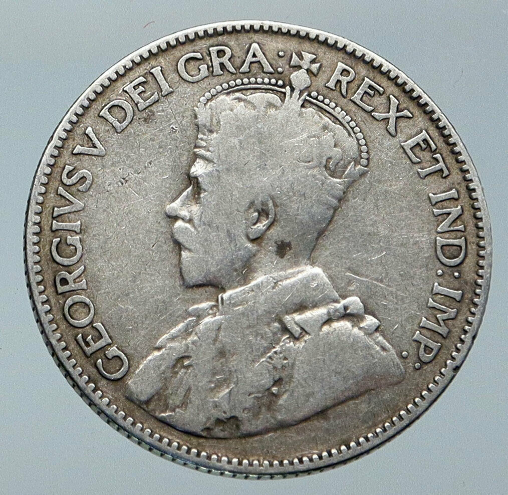 1920 CANADA UK King George V VINTAGE Antique RARE SILVER 25 CENTS Coin i86105