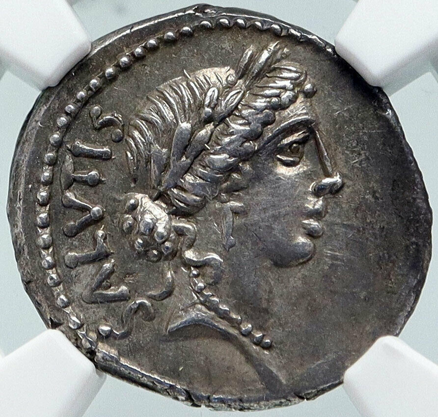 Roman Repbulic 49BC FIRST ROME DOCTOR Ancient Silver Coin SALUS NGC i86047