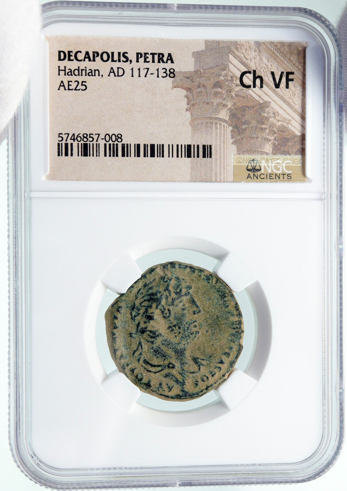 HADRIAN Authentic Ancient 117AD Ancient Roman Coin PETRA DECAPOLIS NGC i86383