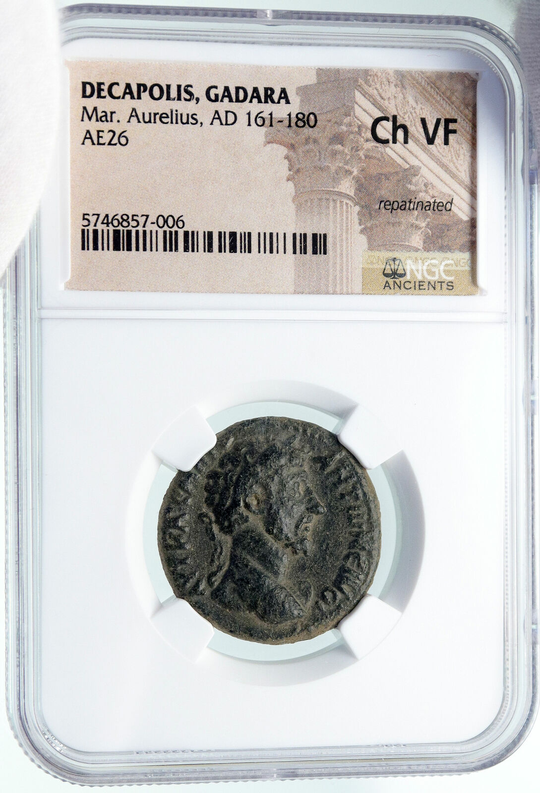 MARCUS AURELIUS Gadara DECAPOLIS 160ADAncient Roman Coin HERCULES NGC i86380