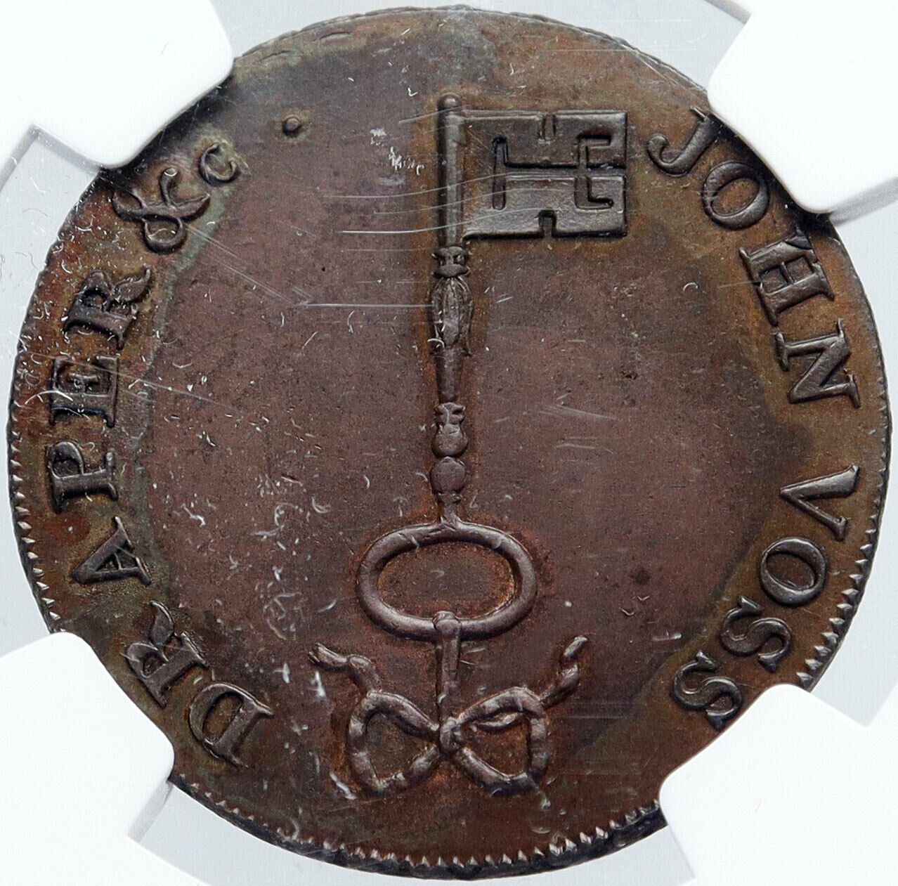 1796 WALES UK Glamorganshire Swansea CASTLE & KEY 1/2P Conder NGC Token i86447