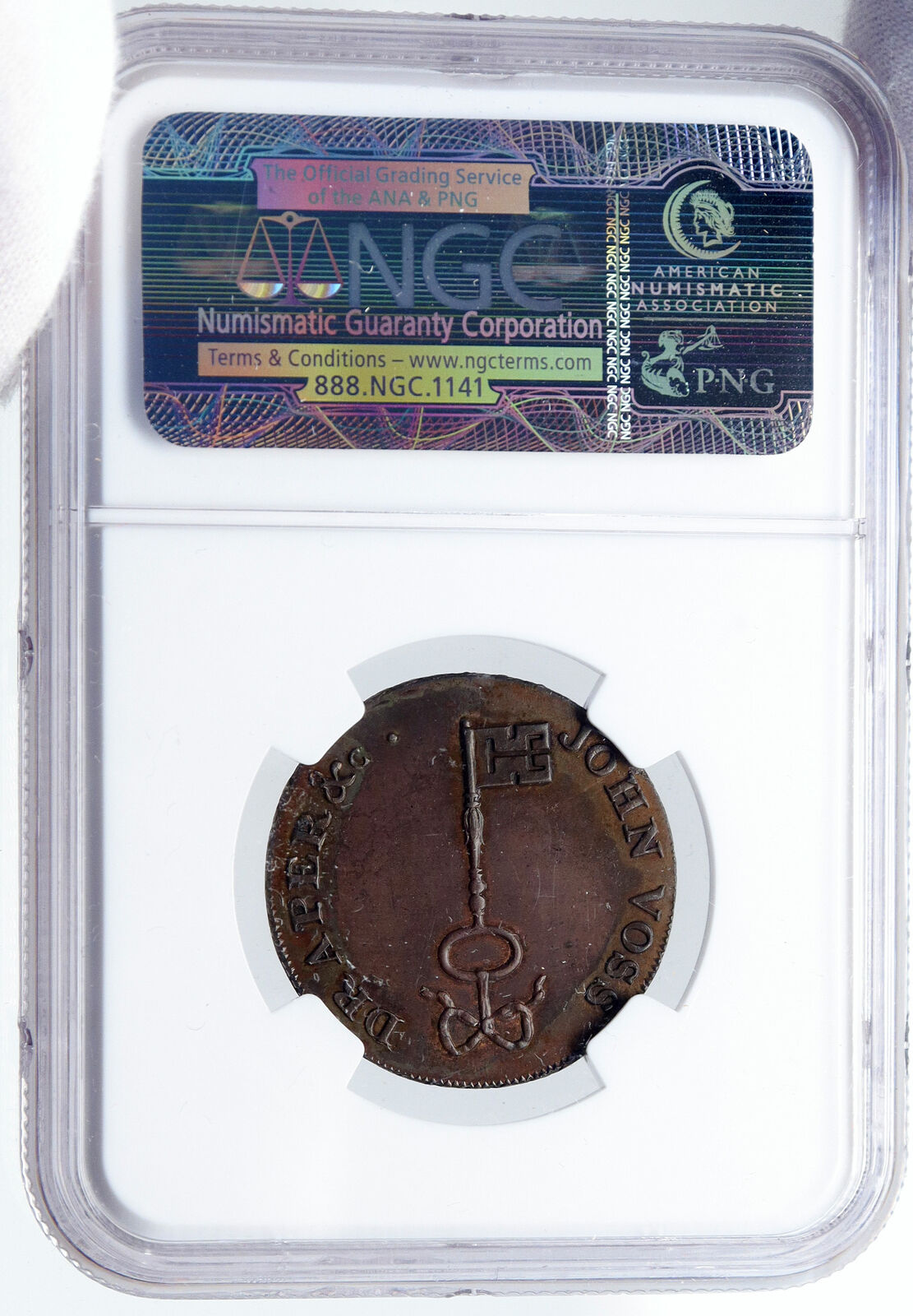 1796 WALES UK Glamorganshire Swansea CASTLE & KEY 1/2P Conder NGC Token i86447