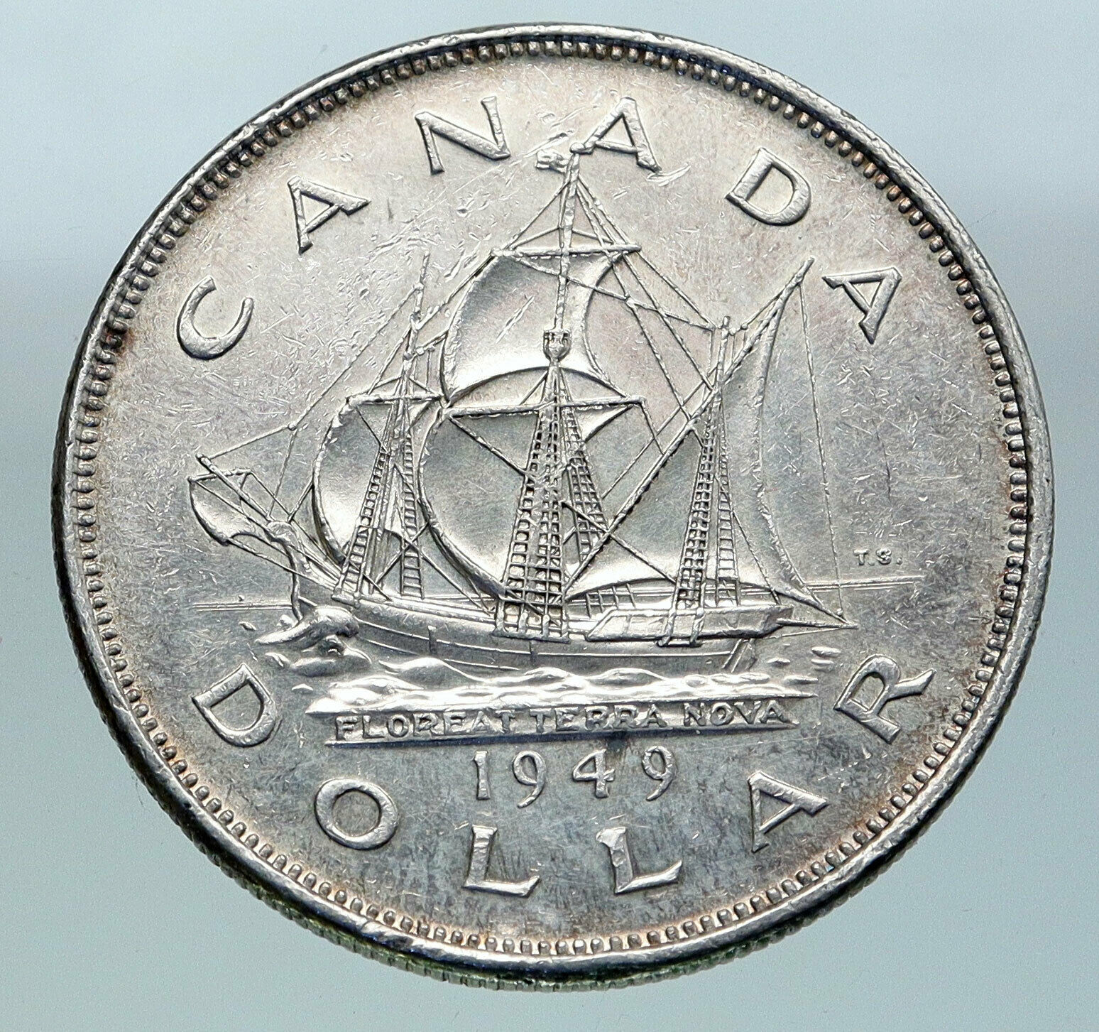 1949 CANADA UK King George VI SHIP Newfoundland OLD Silver Dollar Coin i86520