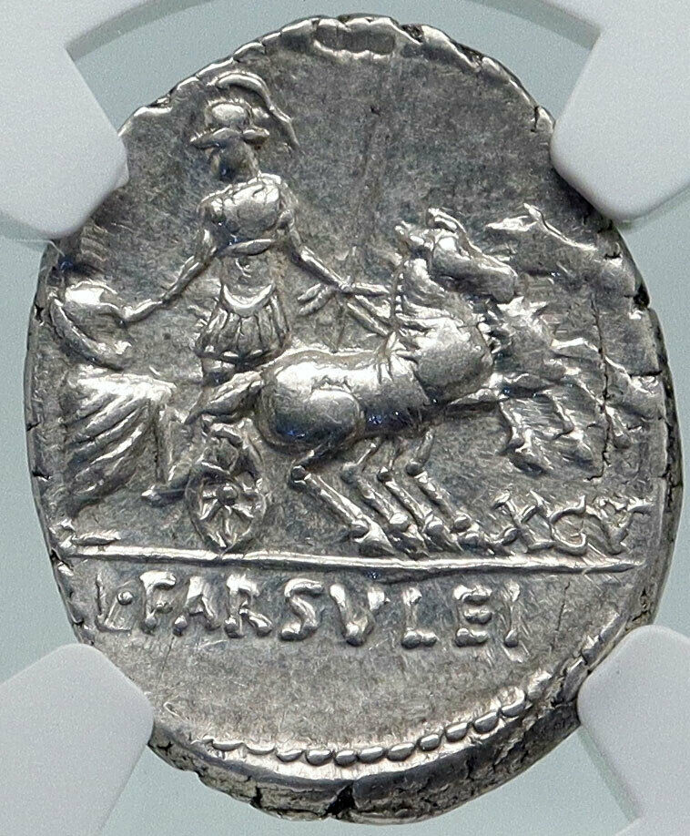 Roman Republic 76BC Rome CITIZENSHIP to More LIBERTY ROMA Silver Coin NGC i86396