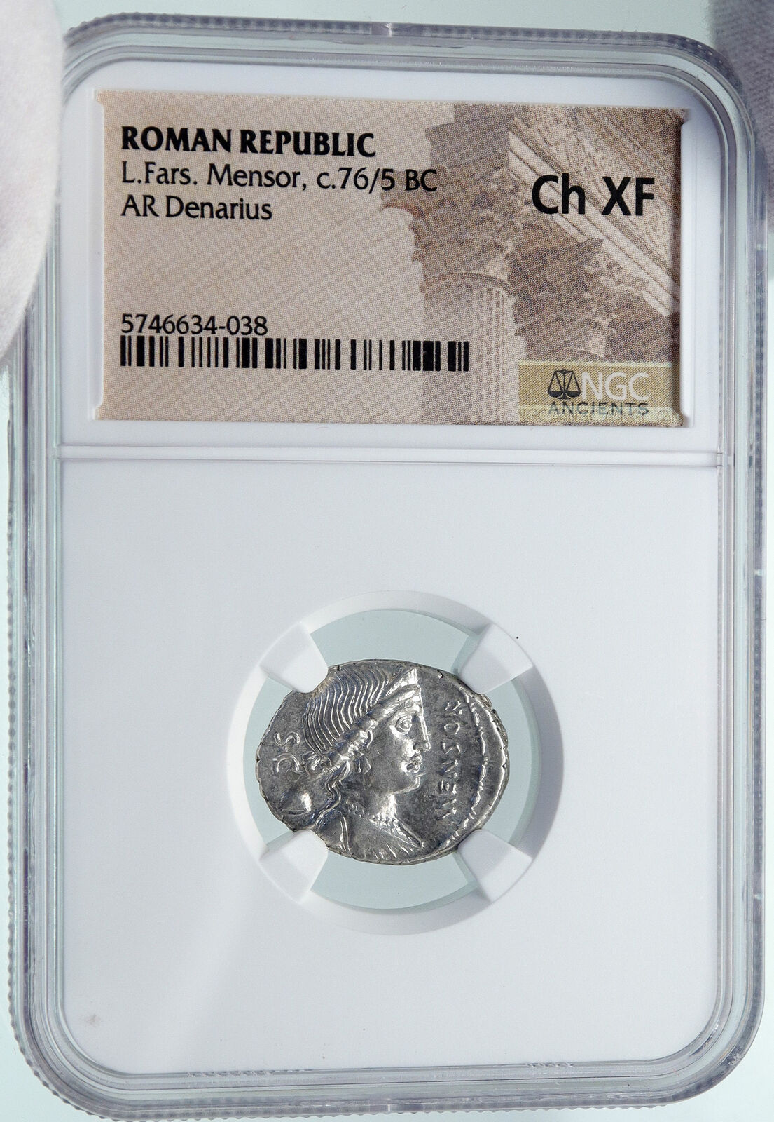 Roman Republic 76BC Rome CITIZENSHIP to More LIBERTY ROMA Silver Coin NGC i86396