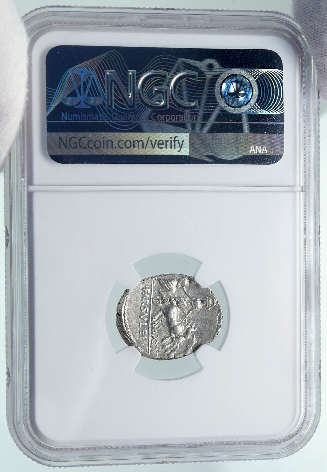 Roman Republic 76BC Rome CITIZENSHIP to More LIBERTY ROMA Silver Coin NGC i86396