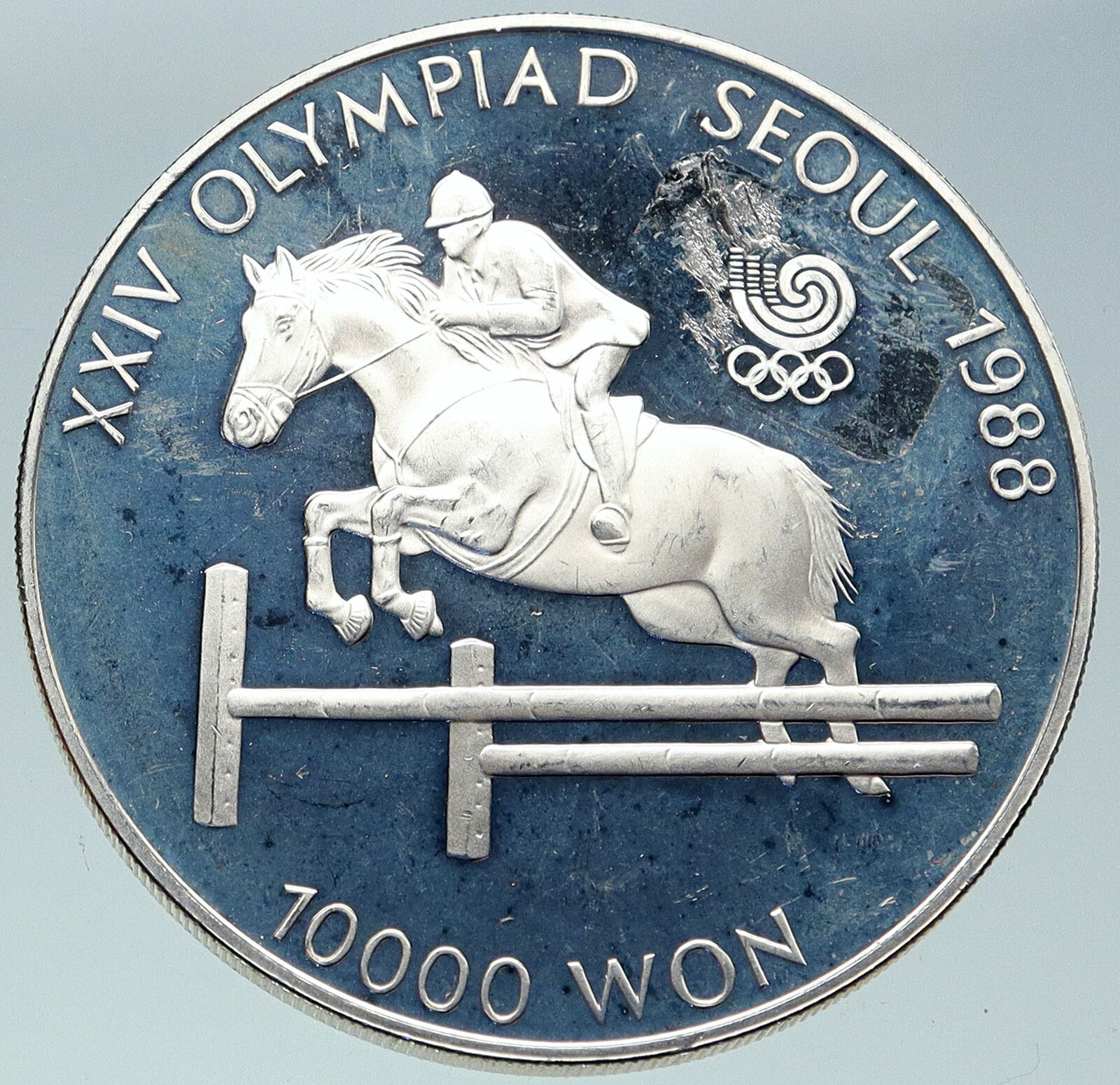 1988 SOUTH KOREA Seoul OLYMPIC GAMES Horses Eques Proof Silver 10K W Coin i86582