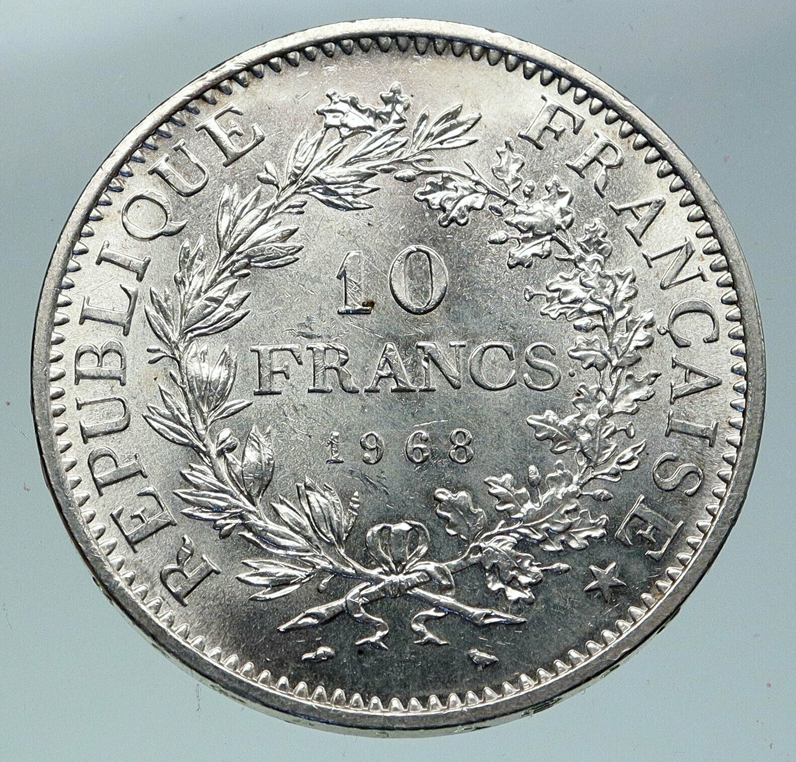 1968 FRANCE Large HERCULES Motto VINTAGE Old Silver 10 FRANCS French Coin i86337