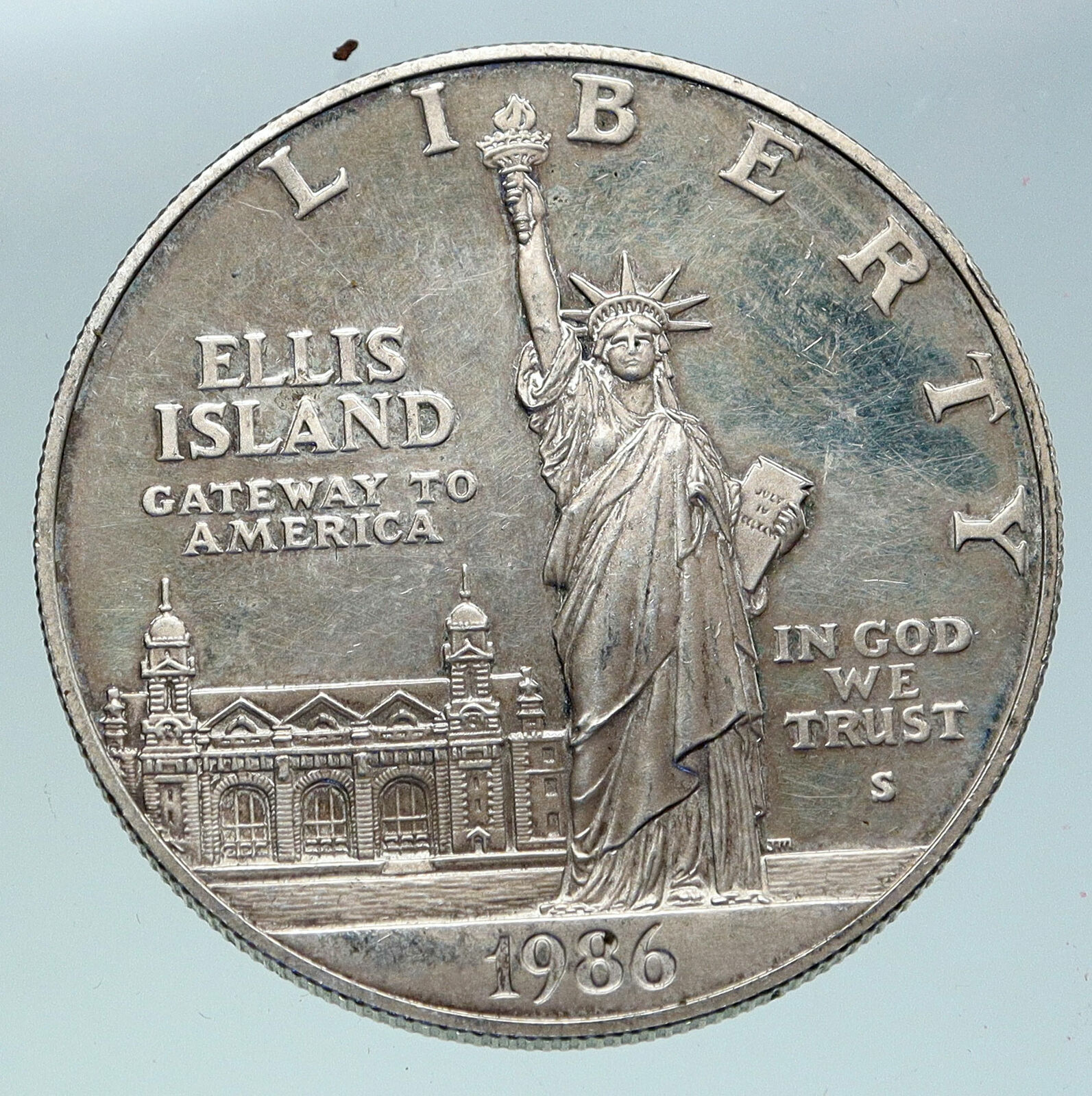 1986 UNITED STATES Ellis Island Statue of Liberty NY Proof Silver $ Coin i86339