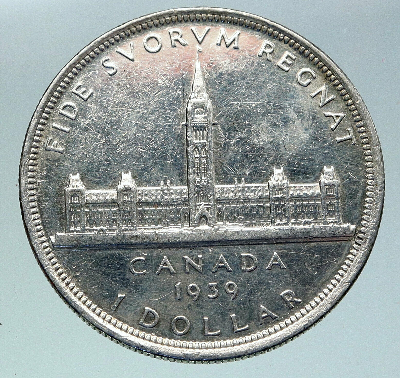 1939 CANADA Canadian Centre Block in Ottwa George VI Silver Dollar Coin i86342