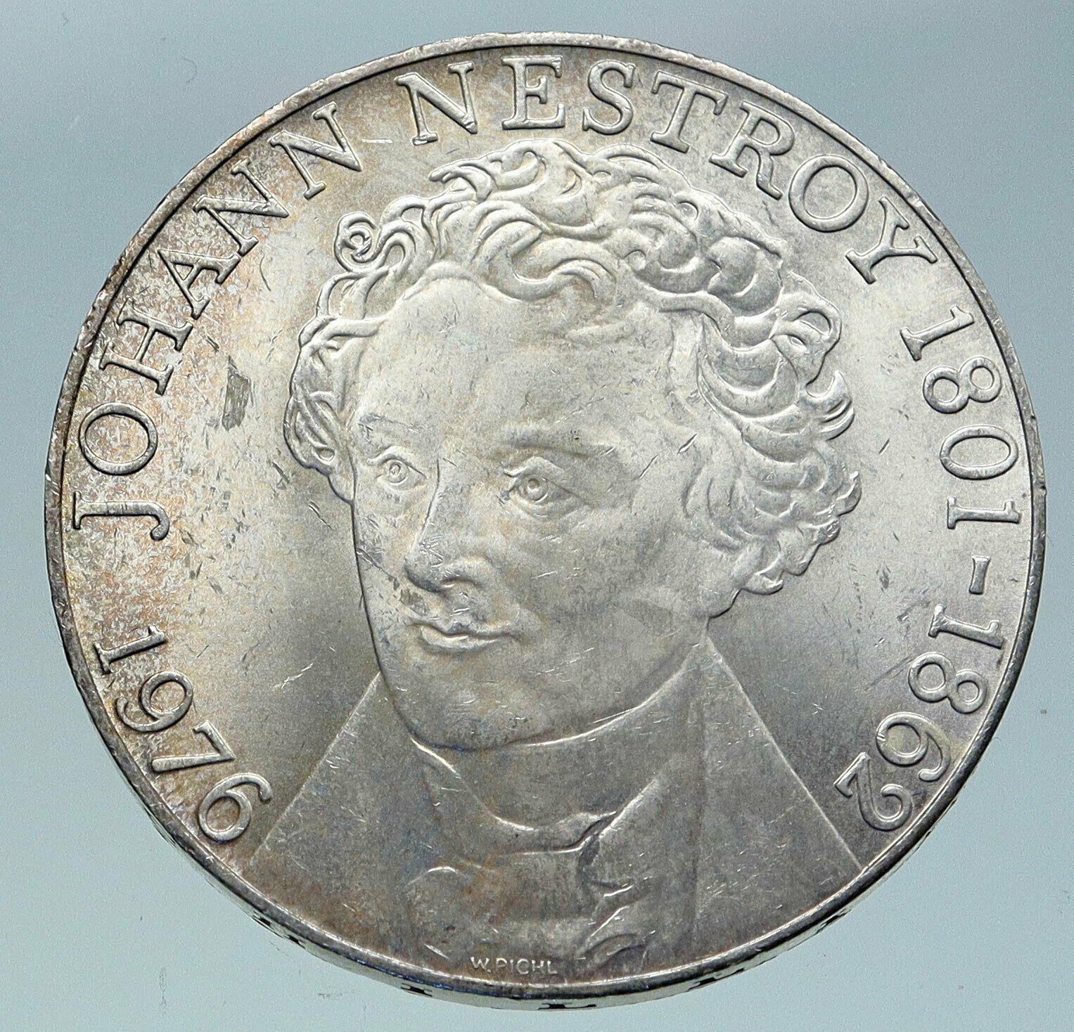 1976 AUSTRIA Musician Actor Johann Nestroy Big Silver 100 Schilling Coin i86603