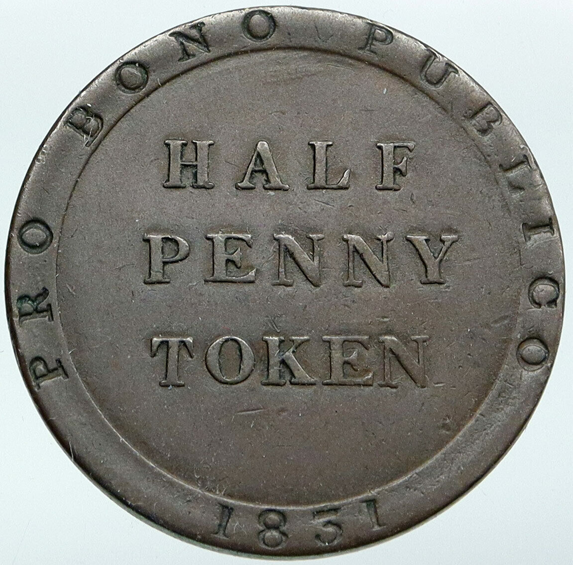 1831 ISLE of MAN TRISKELES Antique VINTAGE OLD 1/2 Penny BANK Token Coin i87649