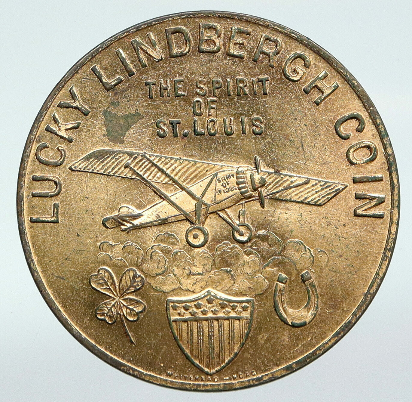 1927 UNITED STATES Charles Lindbergh New York to Paris FLIGHT Plane Medal i87659