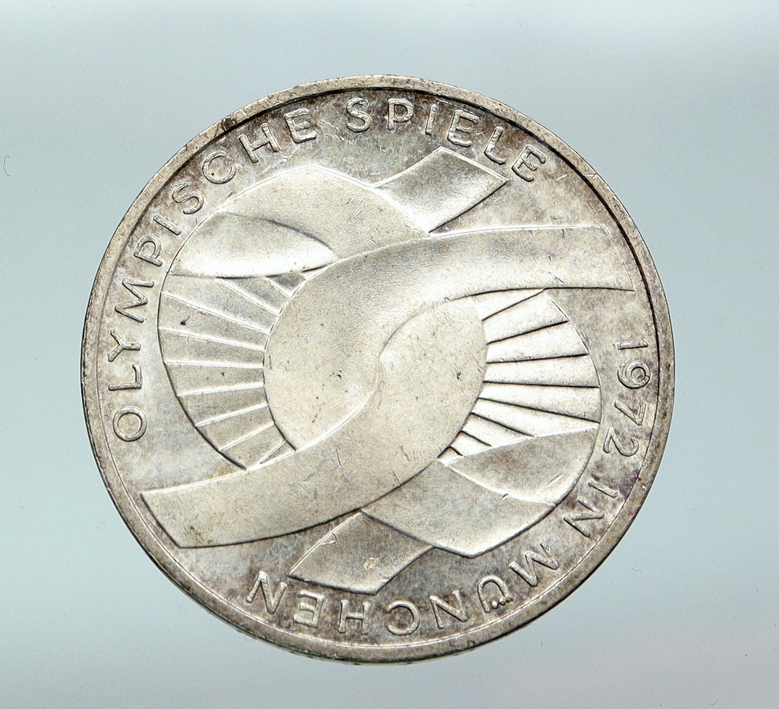 1972 GERMANY Munich Summer Olympics Games Schleife 10 Mark Silver Coin i87682