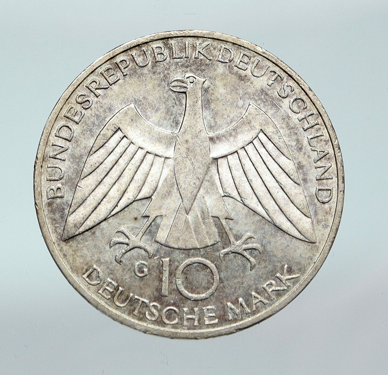 1972 GERMANY Munich Summer Olympics Games Schleife 10 Mark Silver Coin i87682