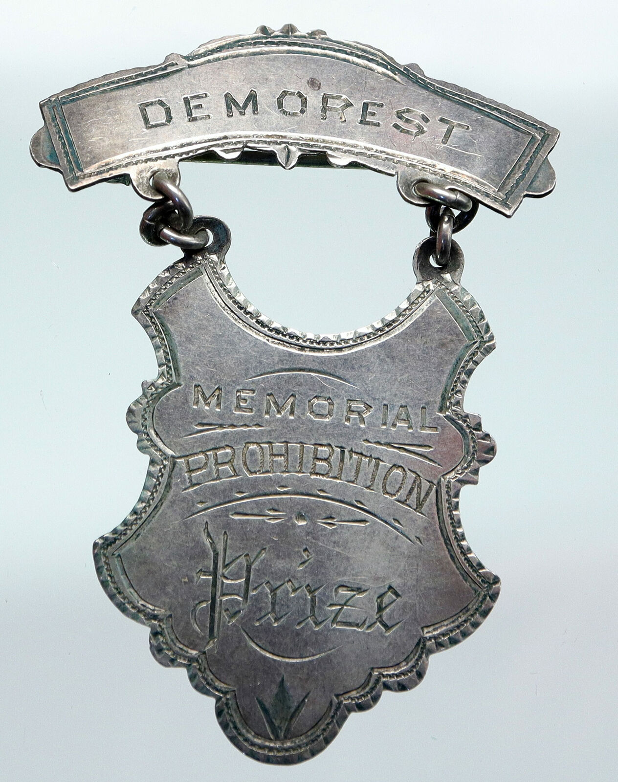 1886 US PRIZE Demorest Jennings Temperance Youth PROHIBITION Silver Medal i87667