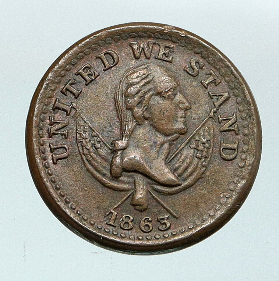 1863 United States CIVIL WAR PATRIOTIC OUR COUNTRY Pie Bakers Trade Token i87669