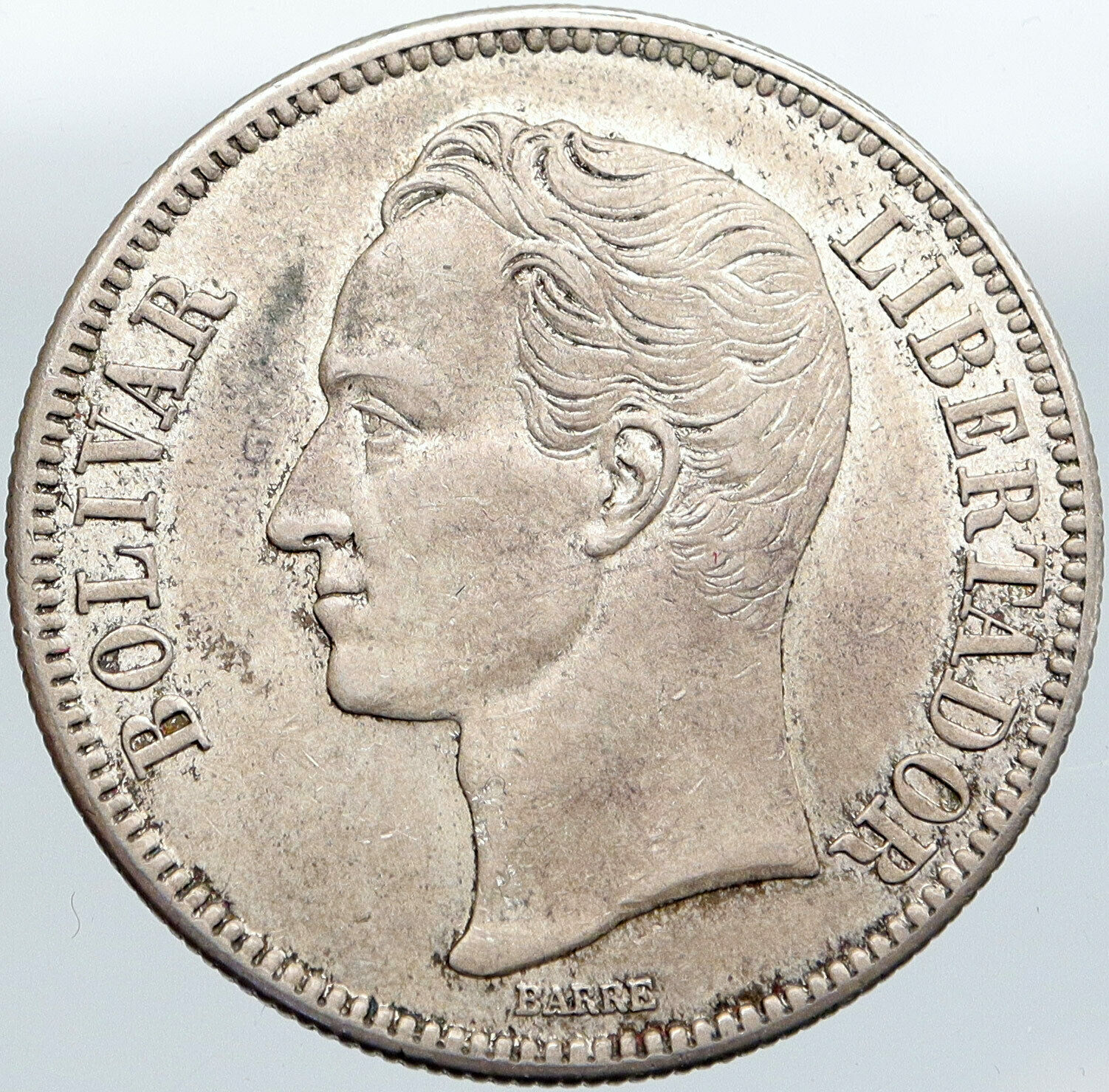 1936 Freemason President Simon Bolivar VENEZUELA Founder 5BLV Silver Coin i87688