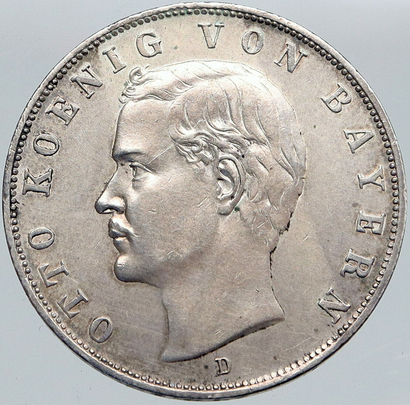 1913 GERMANY German States BAVARIA King OTTO Silver 3 Mark Coin w EAGLE i87697