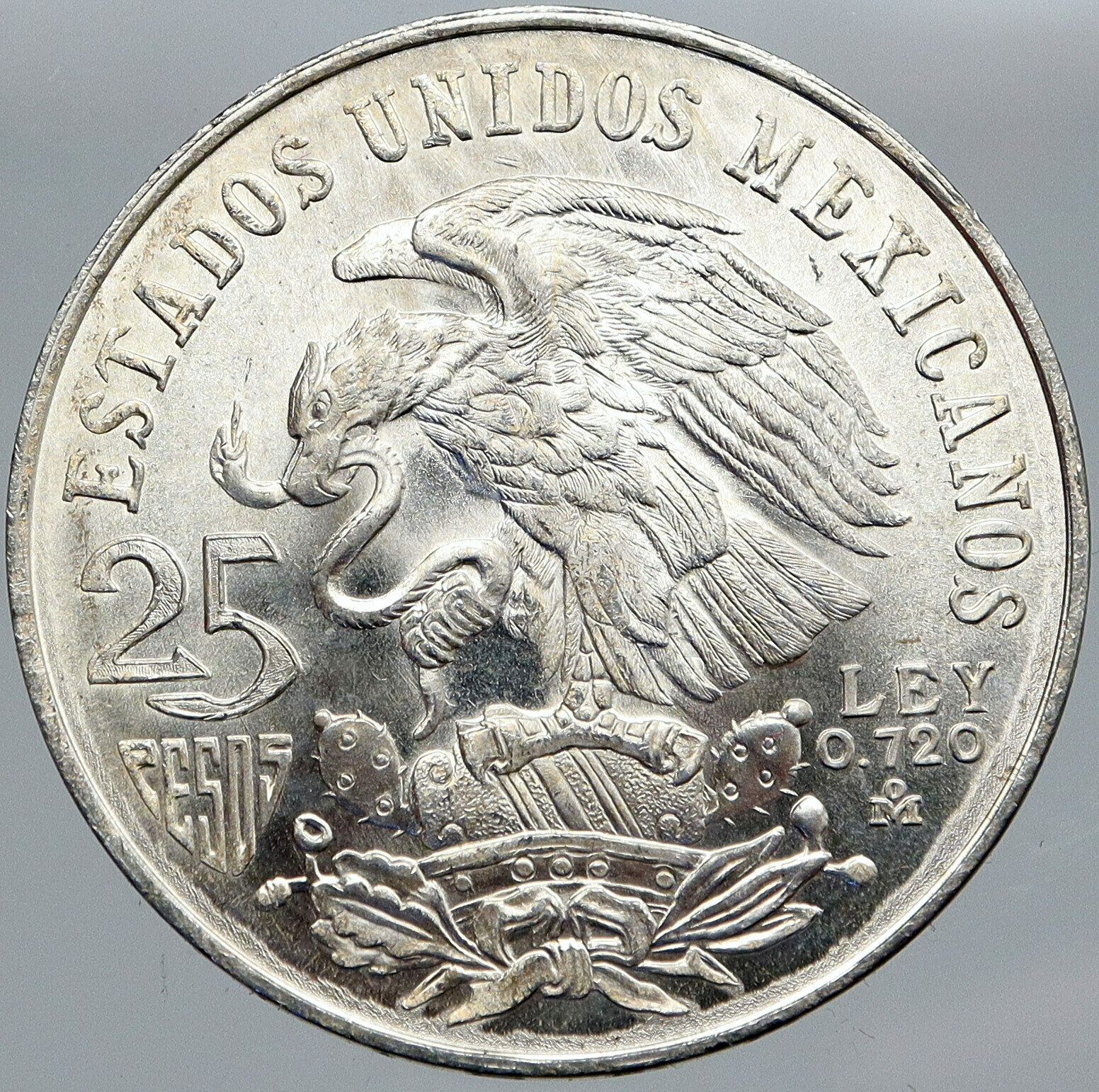 1968 Mexico XIX Olympic Games Aztec Ball Player BIG 25 Pesos Silver Coin i87698