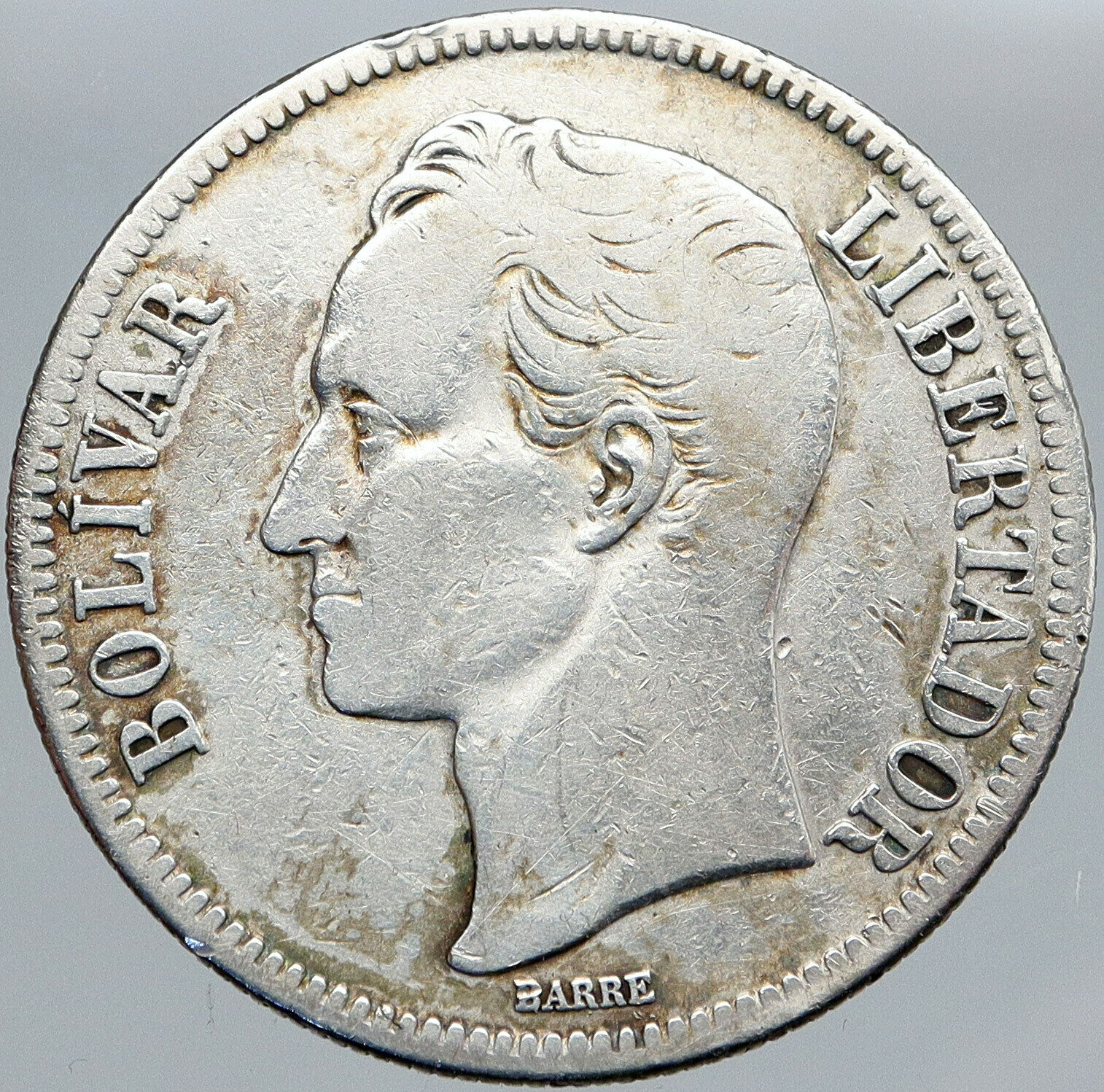 1935 Freemason President Simon Bolivar VENEZUELA Founder Silver 5 B Coin i87694