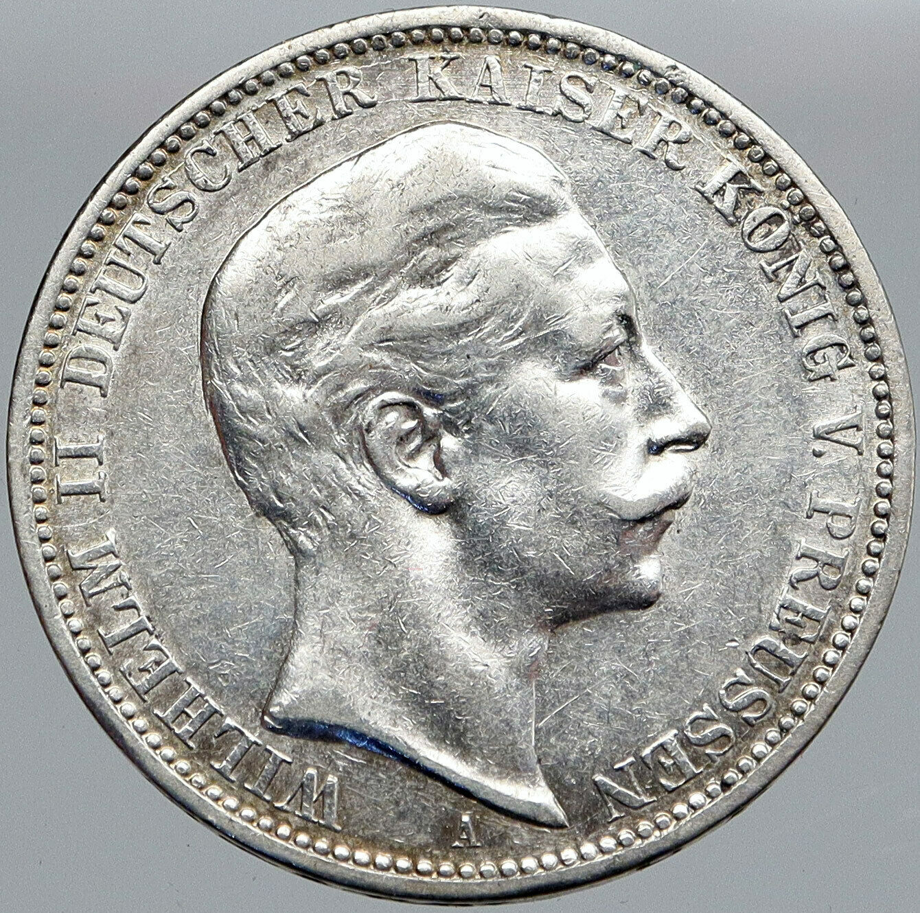 1908 PRUSSIA KINGDOM Germany WILHELM II ANITQUE Silver 3 Mark German Coin i87701