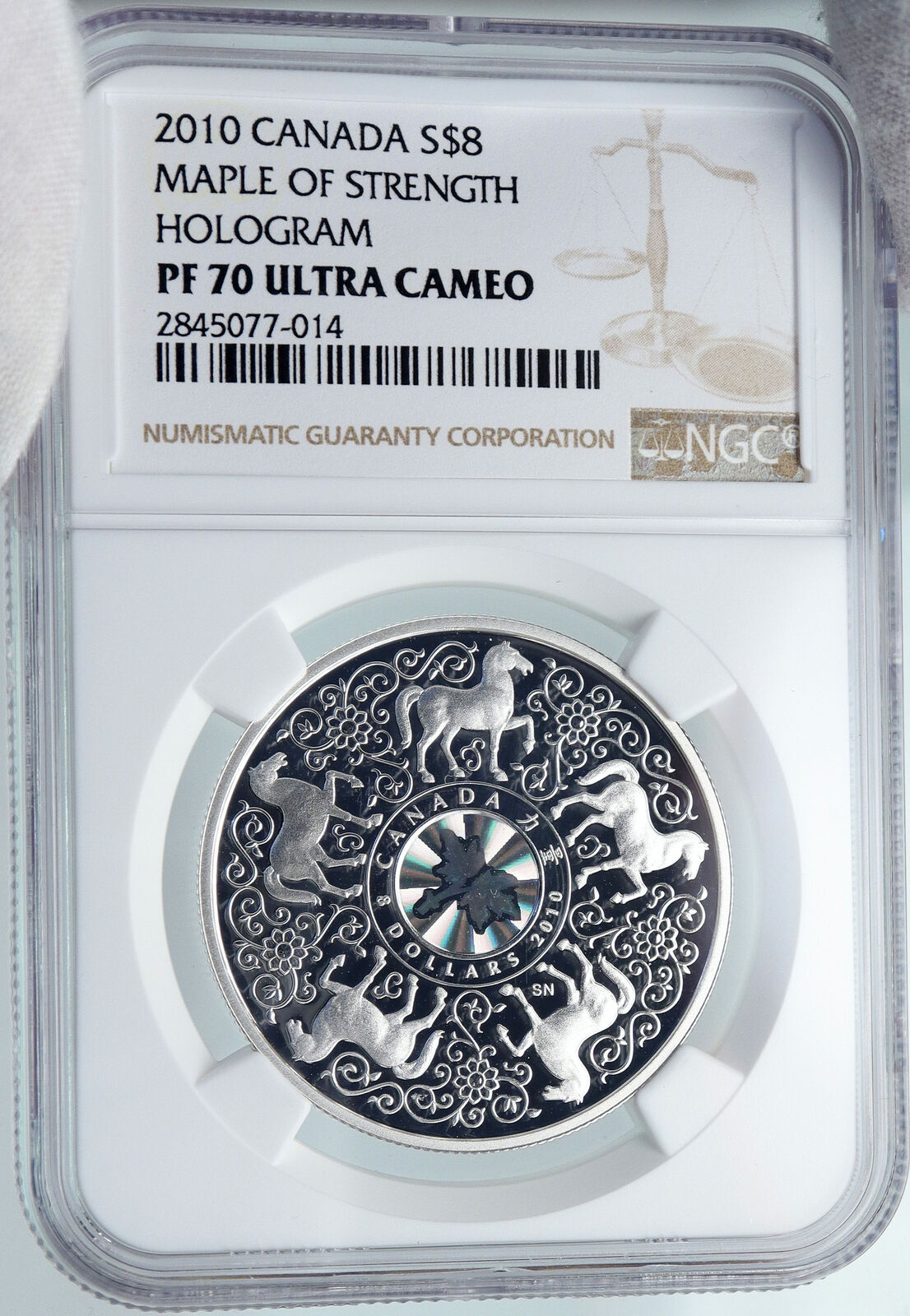 2011 CANADA Elizabeth II Maple of Strength HOLOGRAM PF Silver $8 Coin NGC i87849