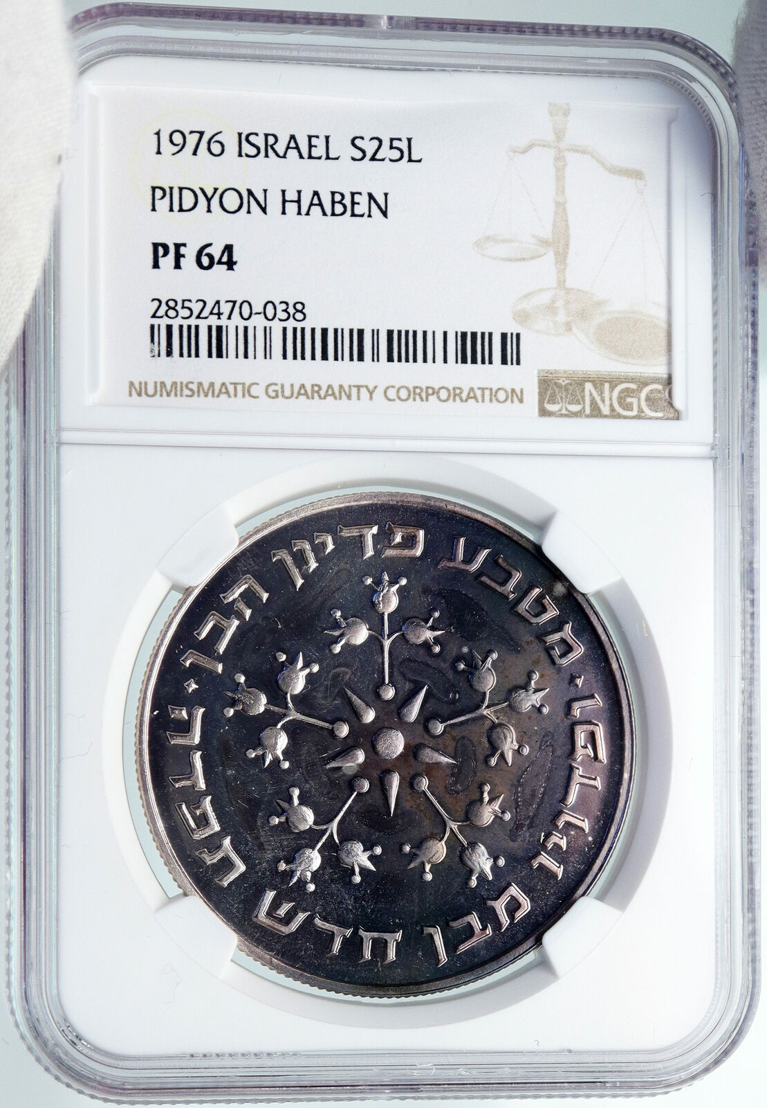 1976 ISRAEL Pidyon Haben VINTAGE Proof Silver 25 Lirot Menorah Coin NGC i87895