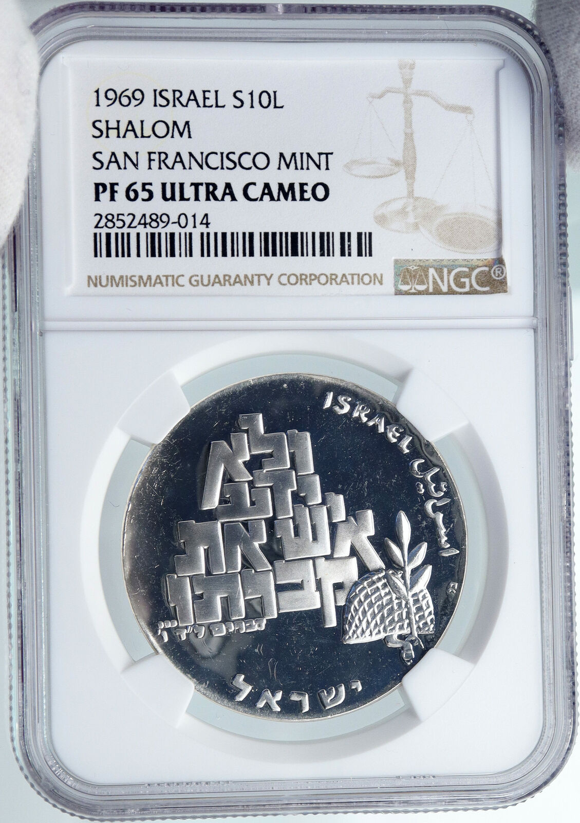 1969 ISRAEL Moses Peace Soldier SHALOM Vintage PF Silver 10Lirot Coin NGC i87967