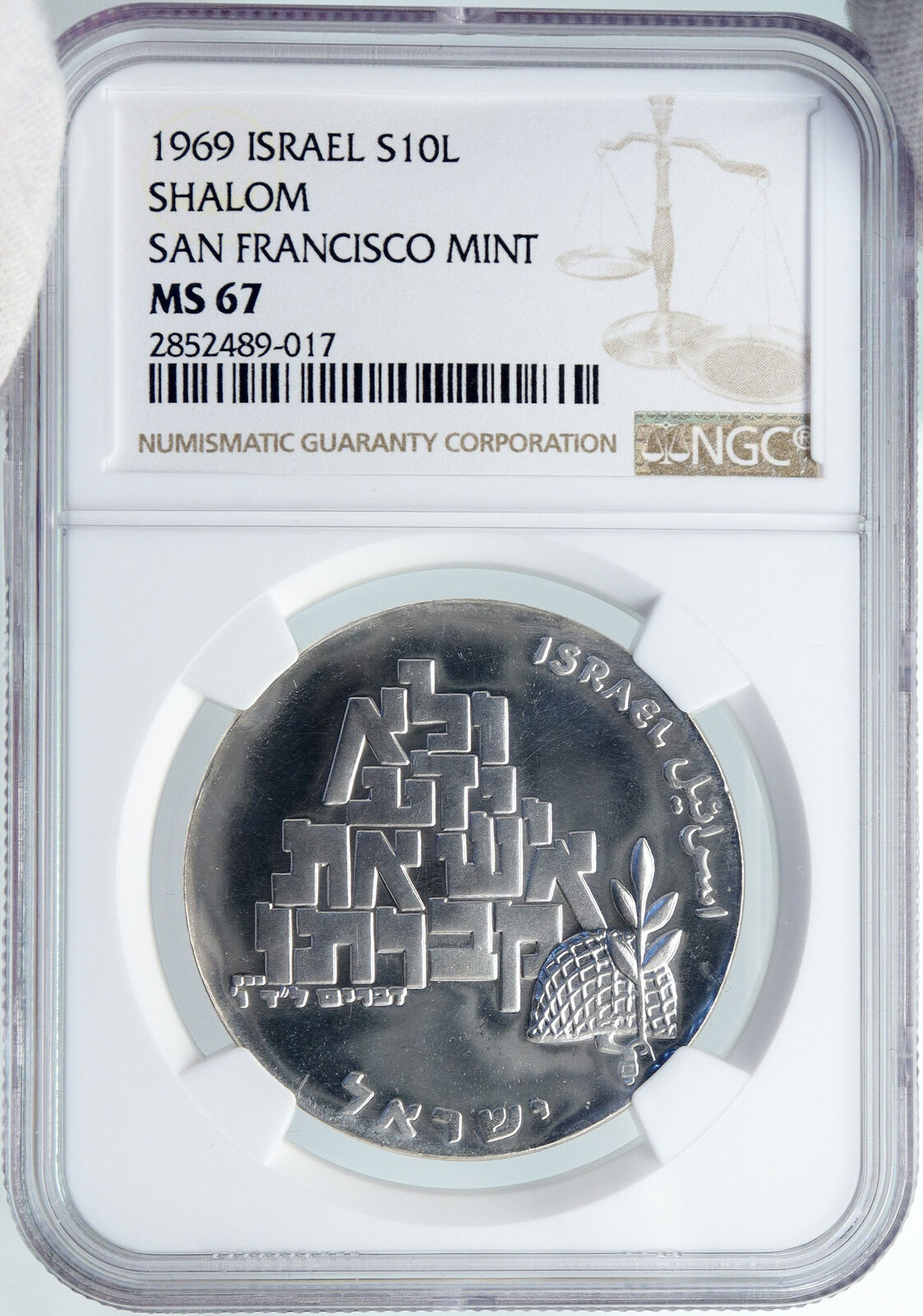 1969 ISRAEL Moses Peace Soldier SHALOM Vintage PF Silver 10Lirot Coin NGC i87971