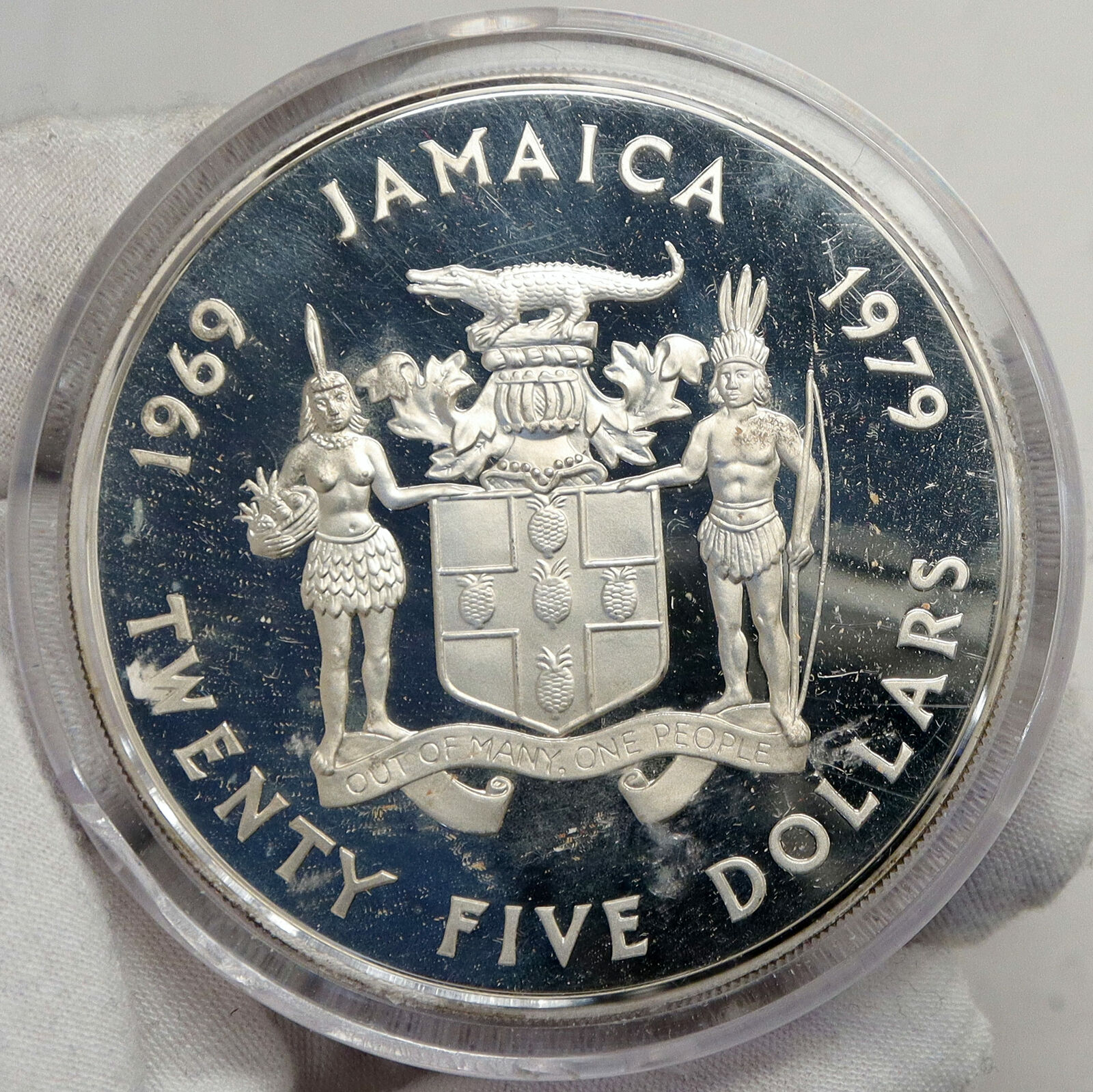 1972 JAMAICA Huge Premier Norman W Manley VINTAGE PROOF Silver $5 Coin i88193