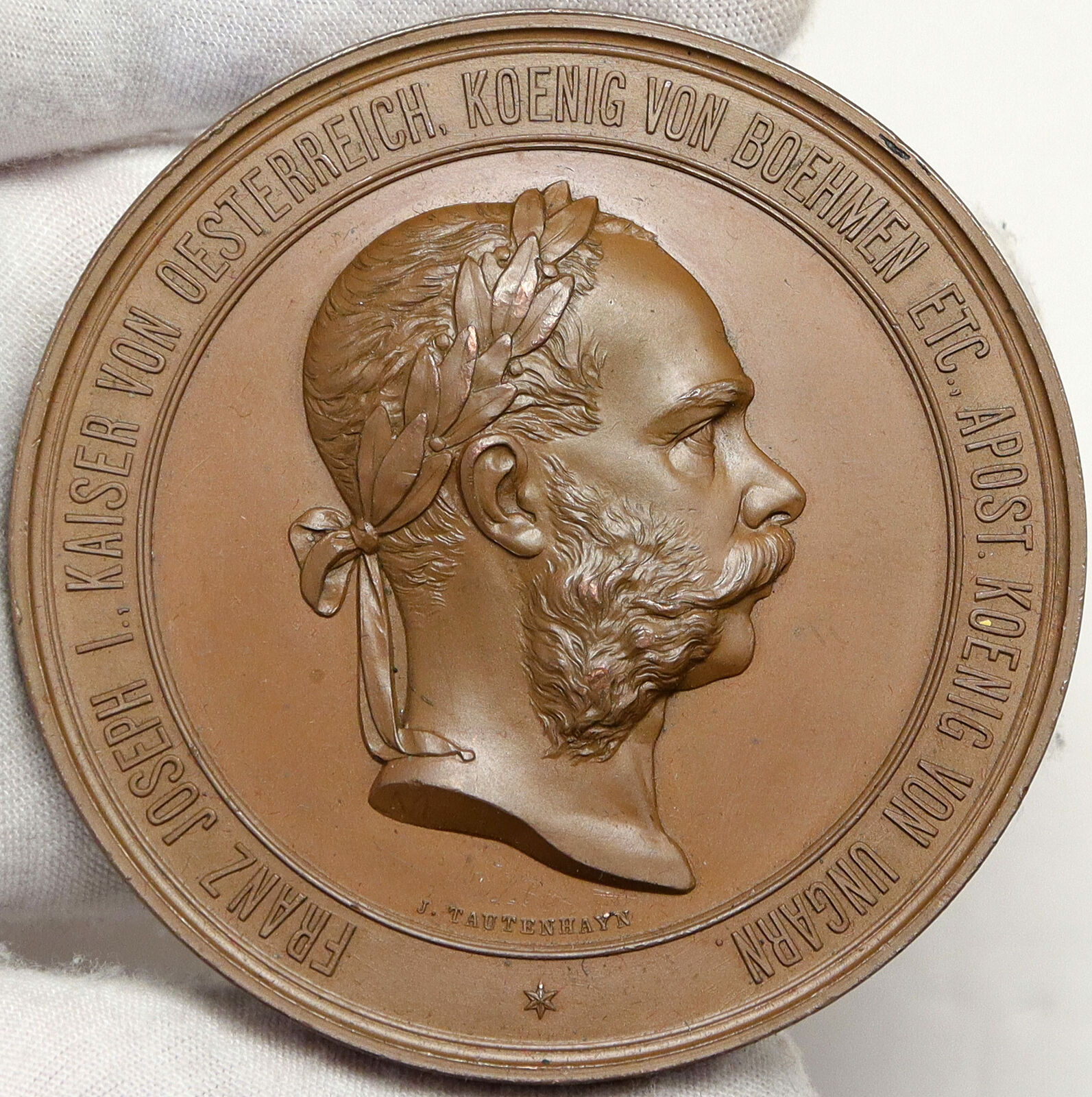 1873 AUSTRIA w KING FRANZ JOSEPH I Vienna World Exposition OLD Medal Coin i88176