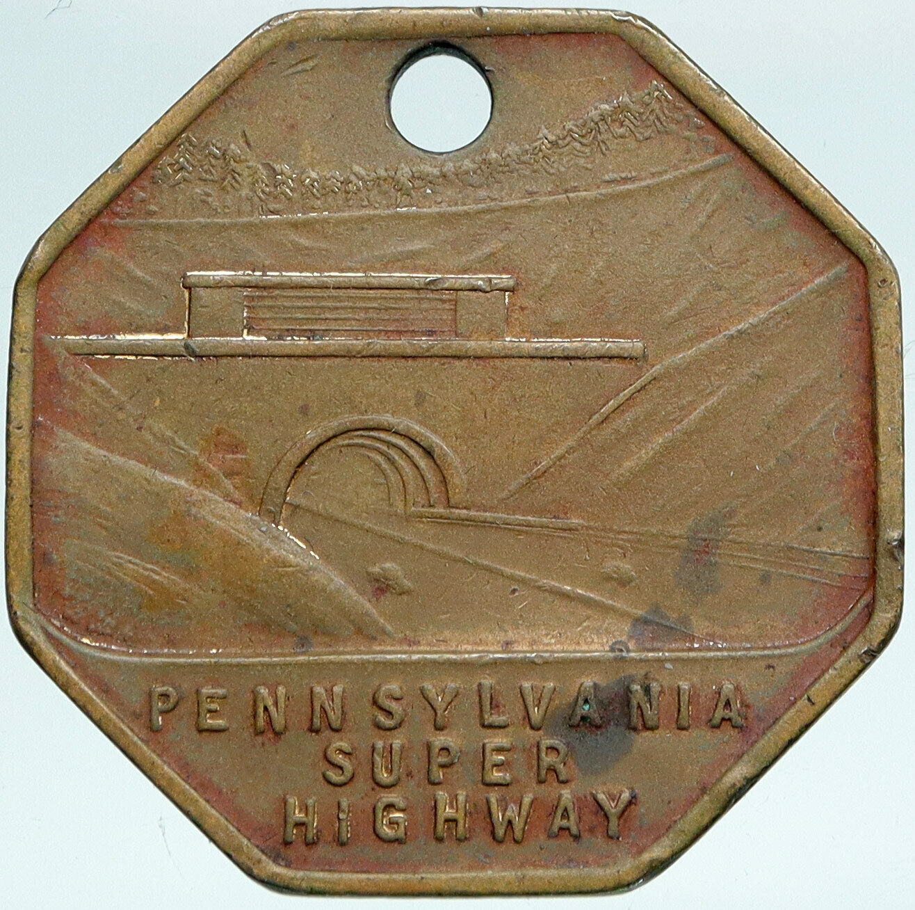 1944 USA Pennsylvania SUPER HIGHWAY DREAM TUNNEL Old Antique Token Medal i88198