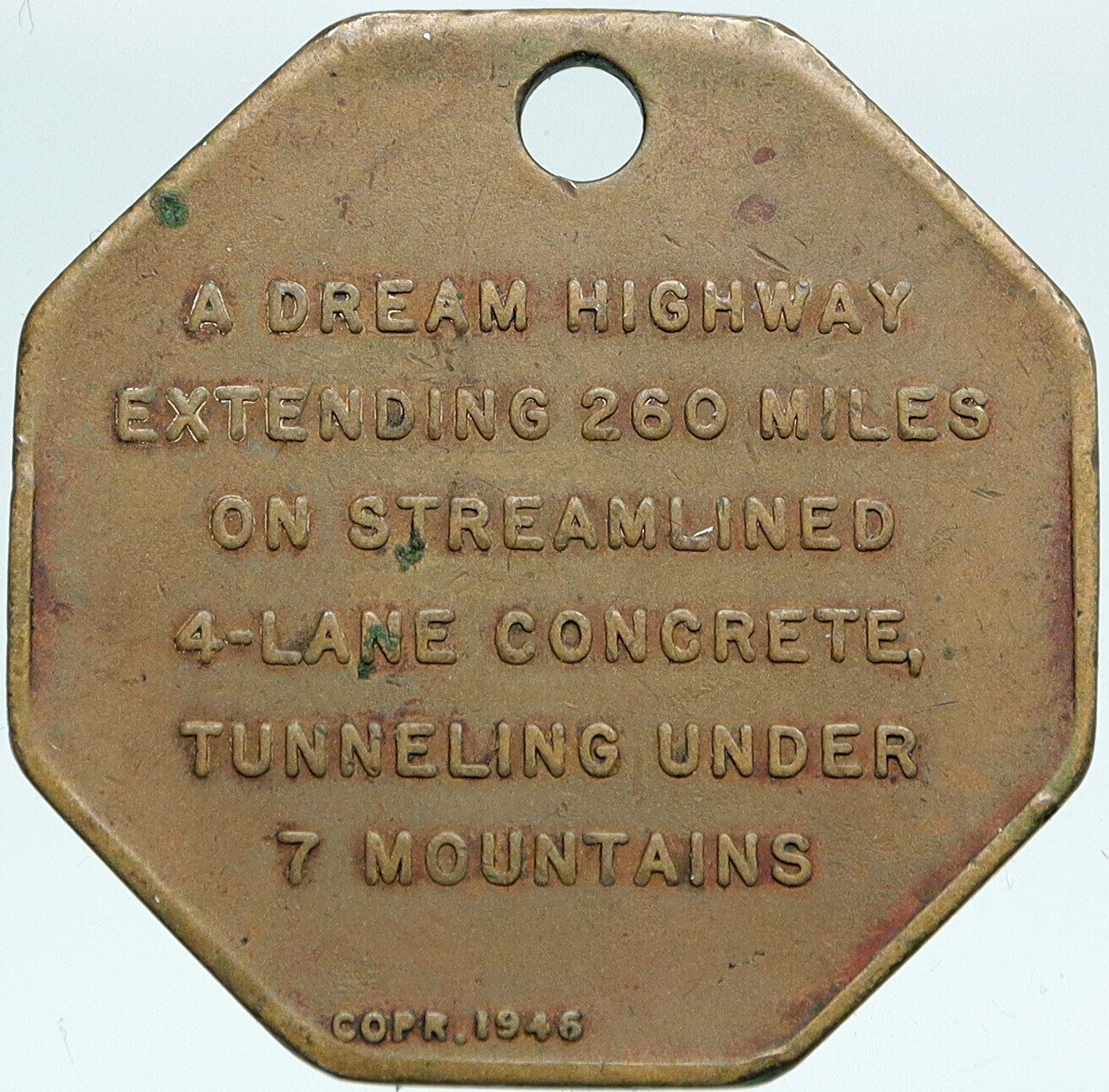 1944 USA Pennsylvania SUPER HIGHWAY DREAM TUNNEL Old Antique Token Medal i88198