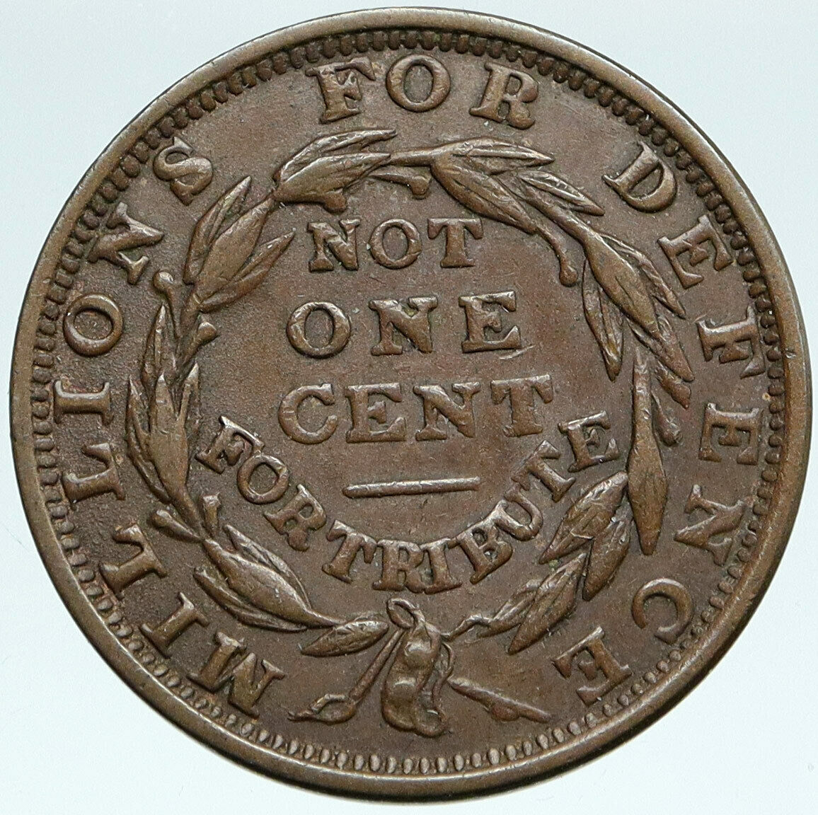 1837 UNITED STATES US Hard Times Political TOKEN w LIBERTY NOT ONE CENT i88201