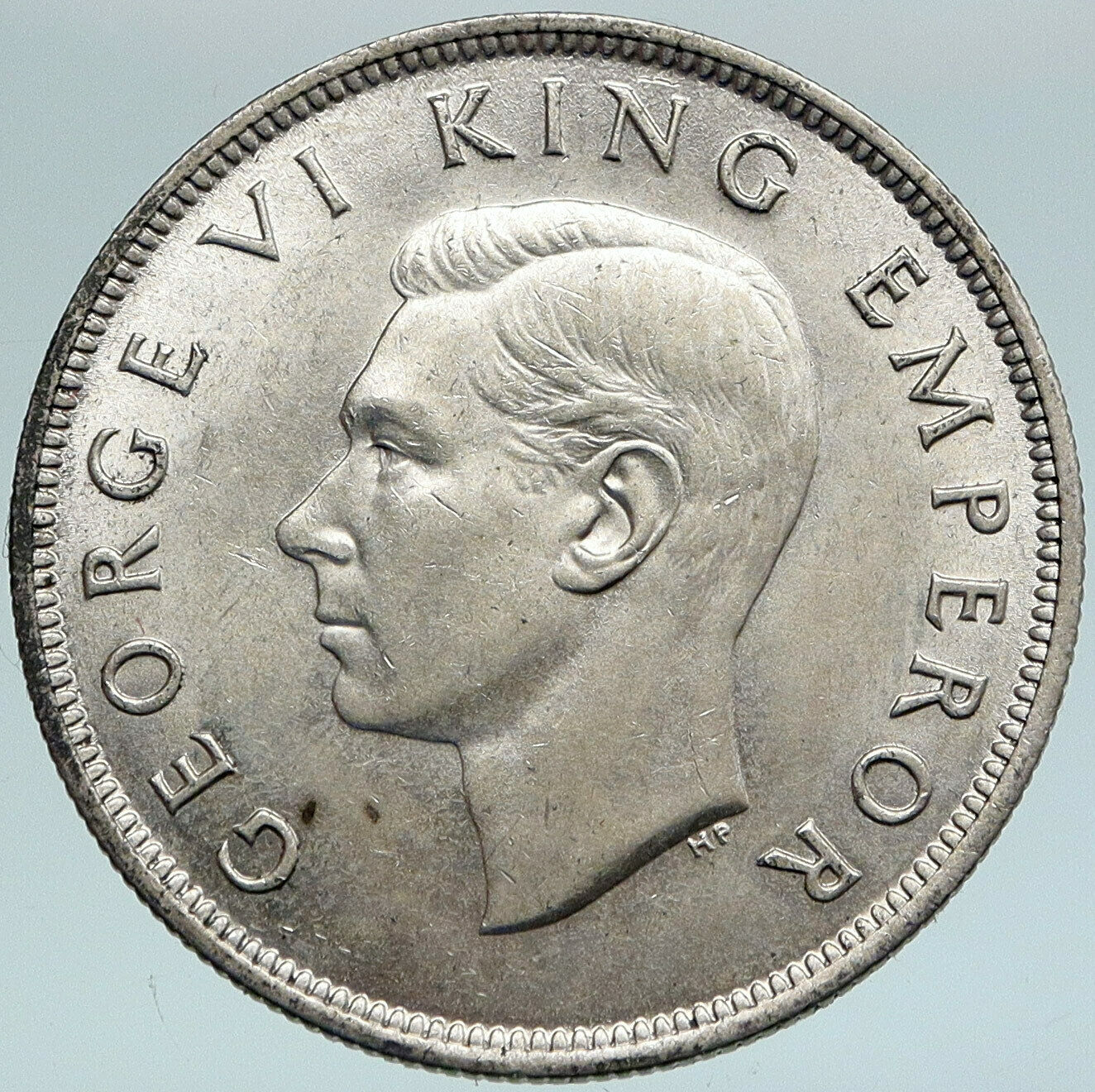 1943 NEW ZEALAND UK King George VI Shield Silver 1/2 Half Crown OLD Coin i88202