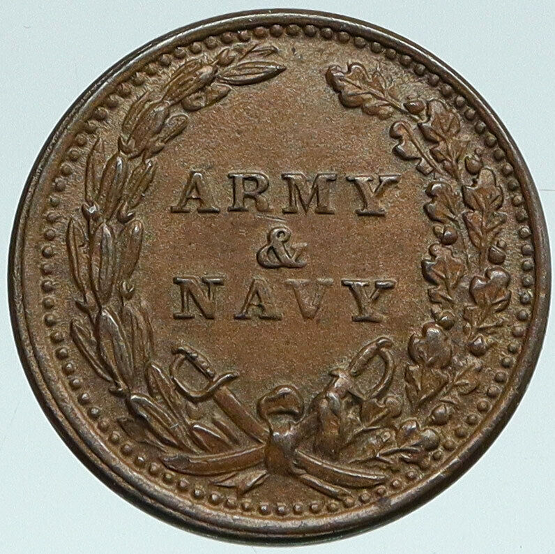 1863 United States CIVIL WAR PATRIOTIC LIBERTY Token ARMY NAVY Cent Coin i88206