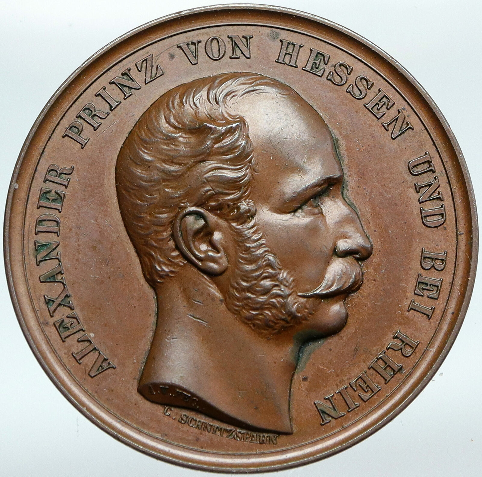 1859 GERMAN STATES HESSE Prince ALEXANDER VINTAGE ANTIQUE Old Medal i88214