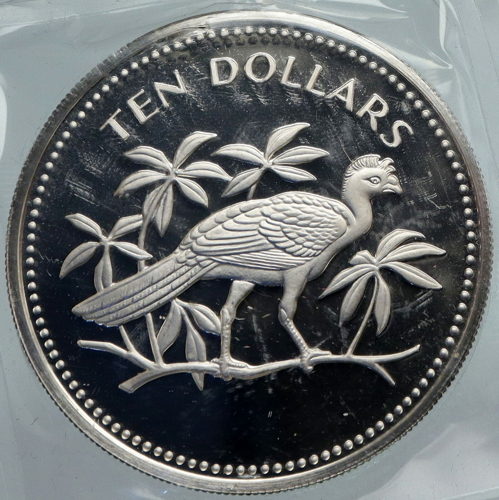 1974 BELIZE Avifauna Scarlet Macaw BIRD Old VINTAGE Proof Silver $10 Coin i88218