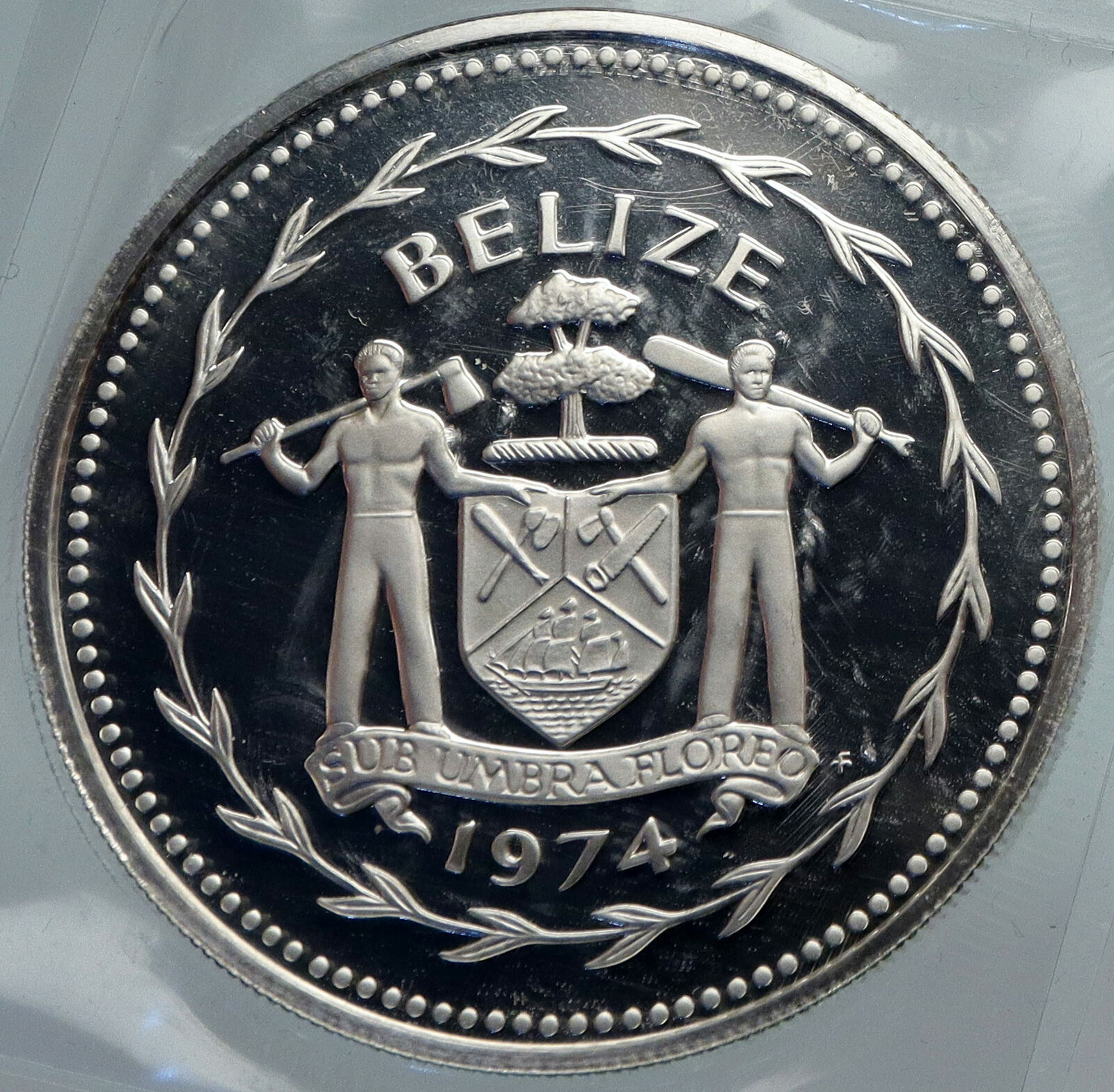 1974 BELIZE Avifauna Scarlet Macaw BIRD Old VINTAGE Proof Silver $10 Coin i88218