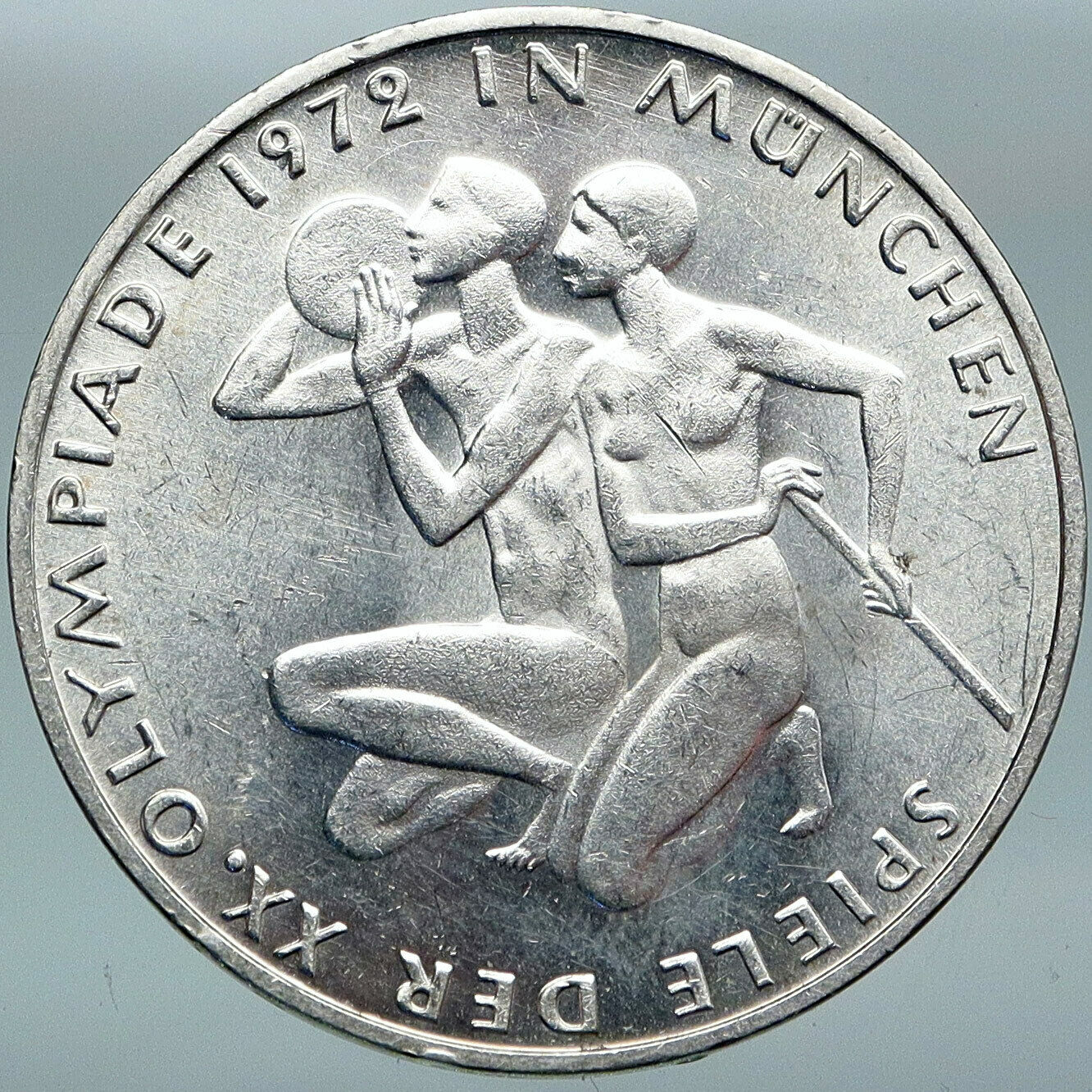 1972 Germany Munich Summer Olympics XX ATHLETES OLD Silver 10 Mark Coin i88338