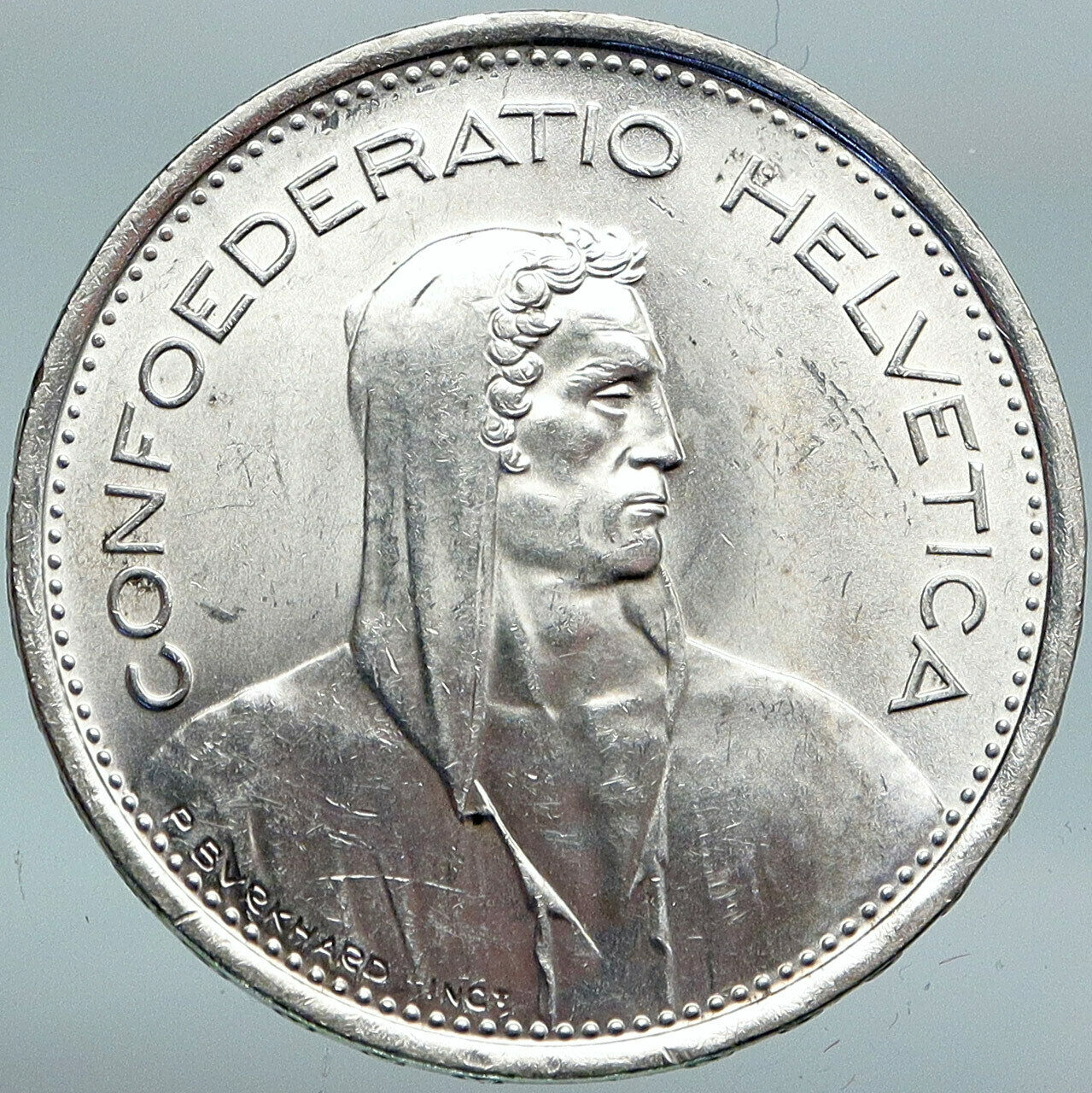 1969 Switzerland Founding HERO WILLIAM TELL 5 Francs European Silver Coin i88340