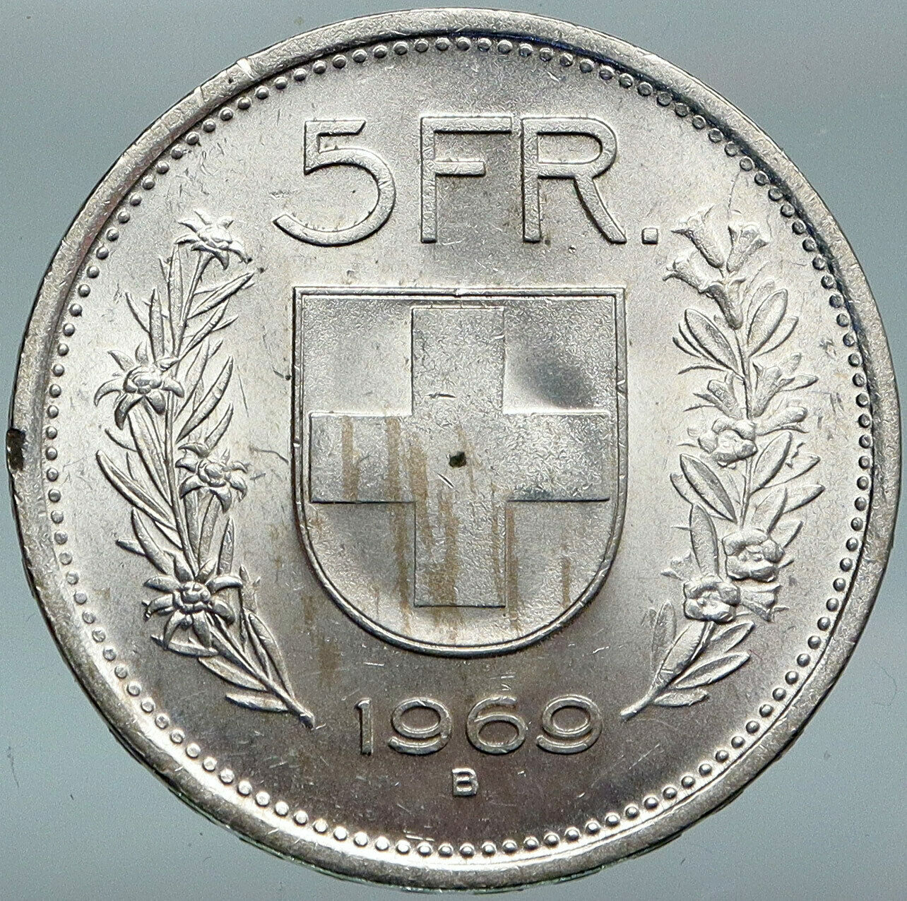 1969 Switzerland Founding HERO WILLIAM TELL 5 Francs European Silver Coin i88340