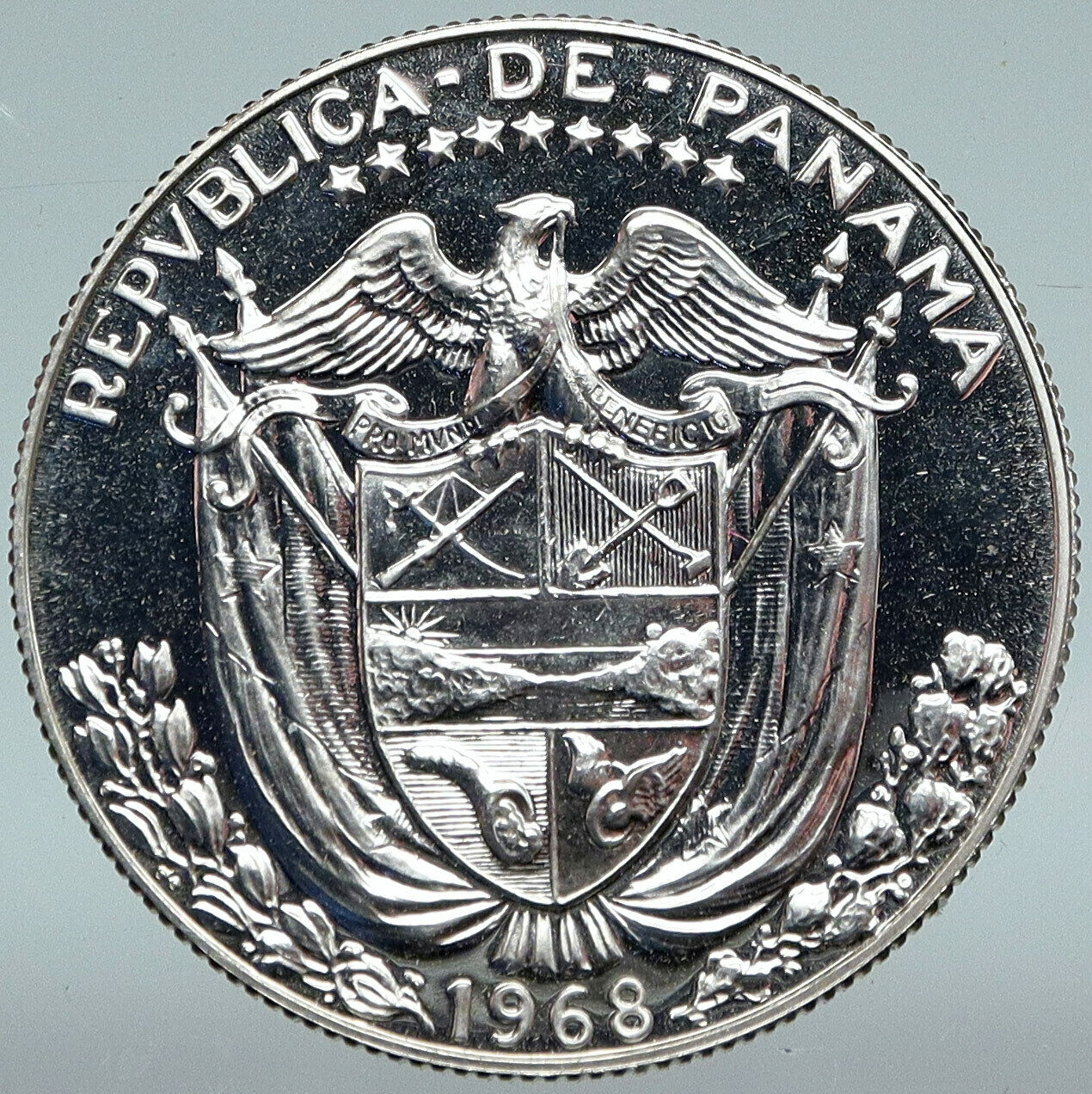 1968 PANAMA Spanish Conquistador Hero VINTAGE PF Silver 1/2 BALBOA Coin i88347