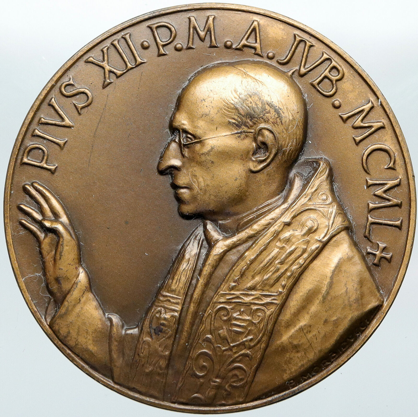 1950 VATICAN CITY Italy POPE PIUS XII Papal VINTAGE OLD Italian Medal i88484