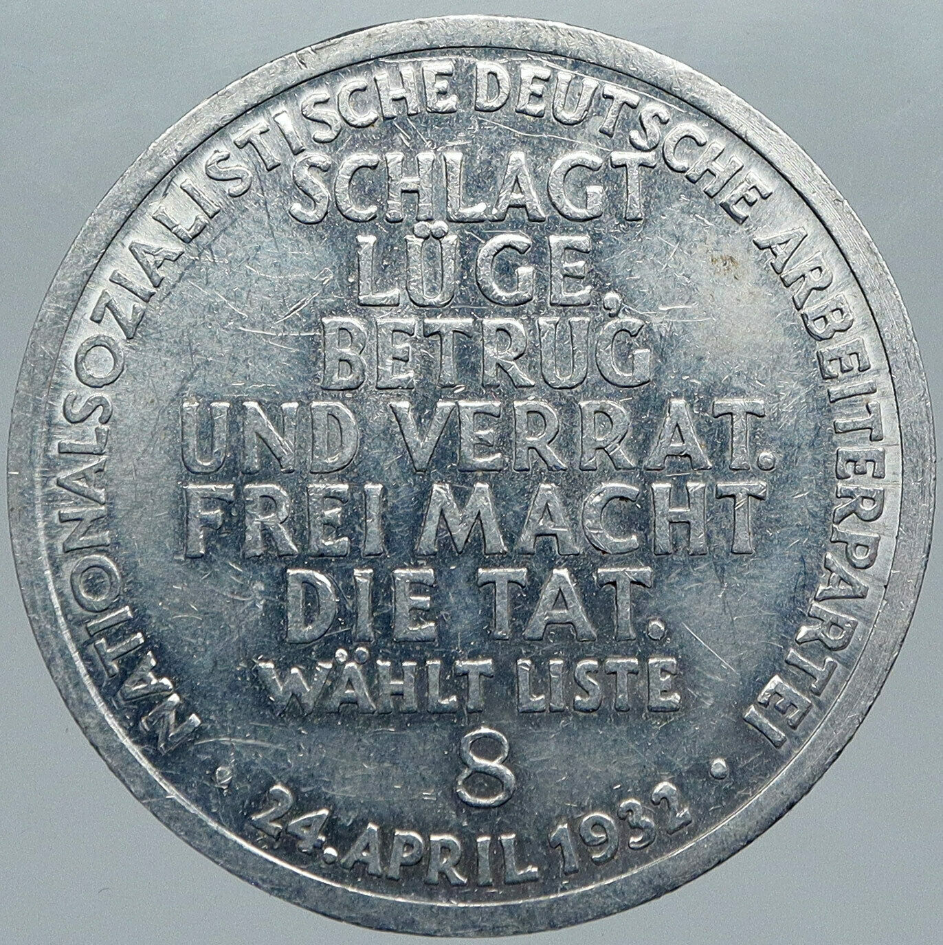 1932 GERMANY Aluminum Man Sword ROOT Attack VINTAGE OLD German Medal Coin i88478