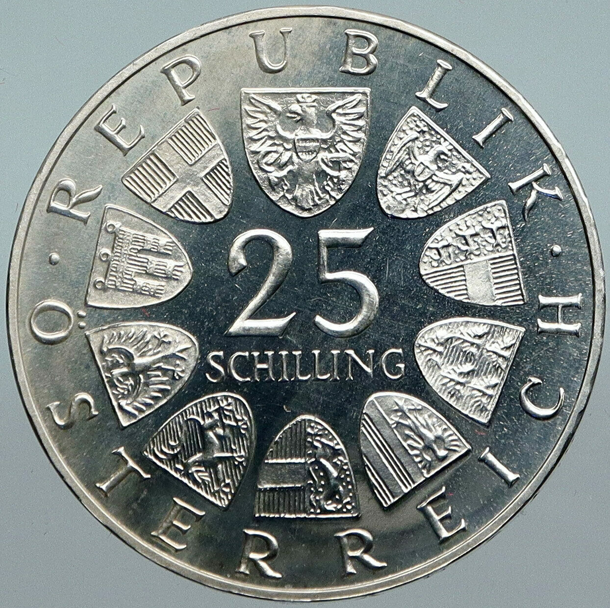 1965 AUSTRIA Vienna Tech School J J von Prechtl Silver 25 Schilling Coin i88520