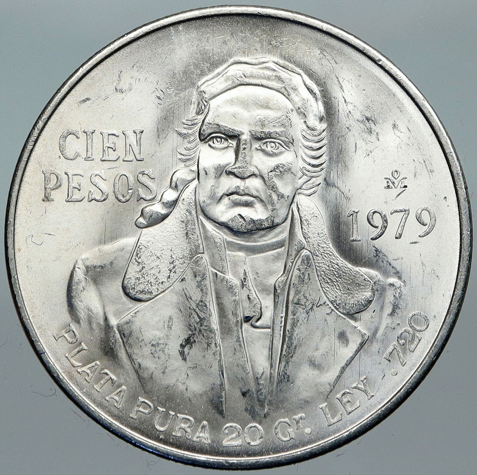 1979 Mexican Independence HERO Jose Maria Morelos Silver 100 Peso Coin i88524