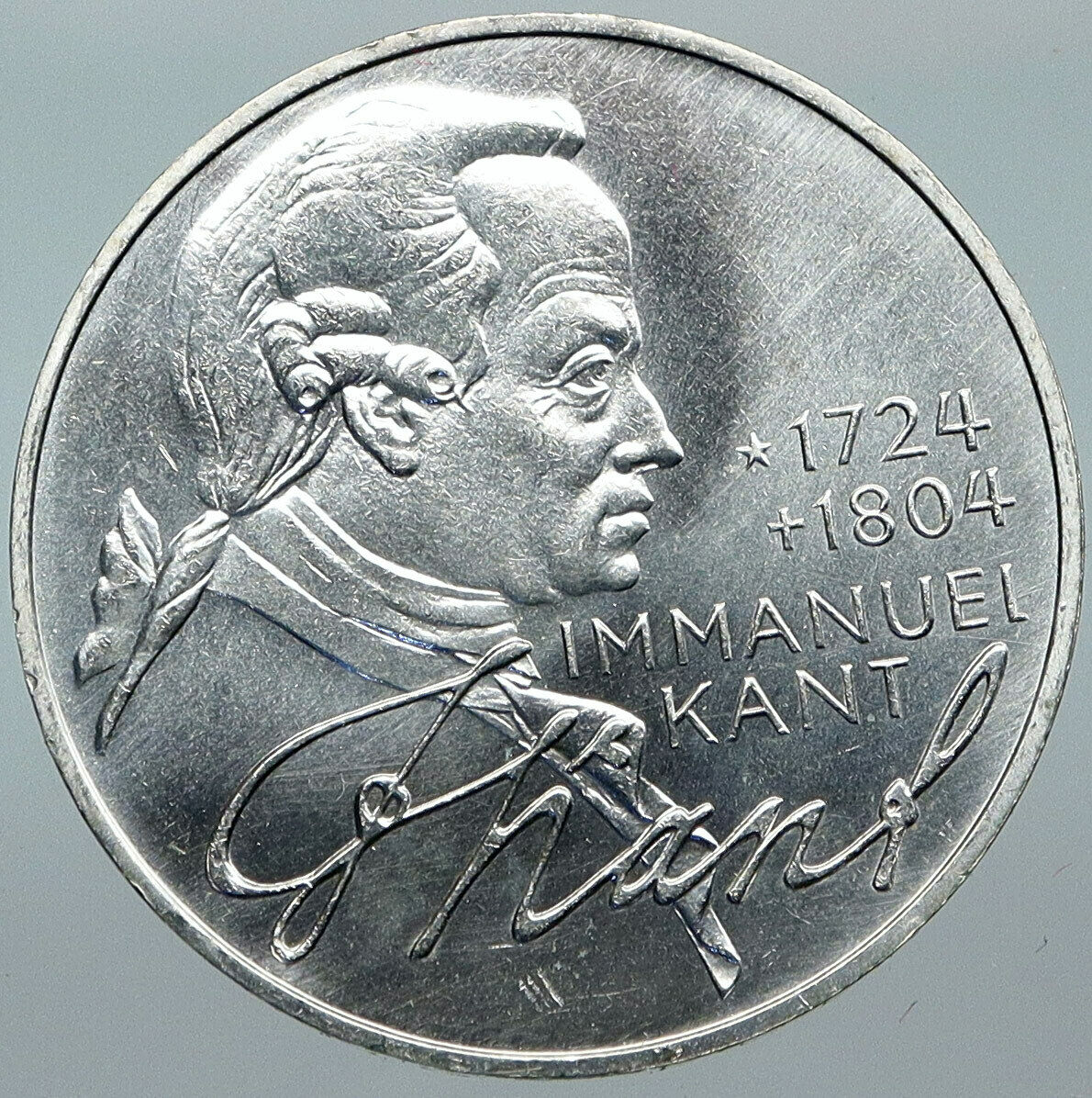 1974 GERMANY Immanuel Kant Philosopher VINTAGE Silver German 5 Mark Coin i88533